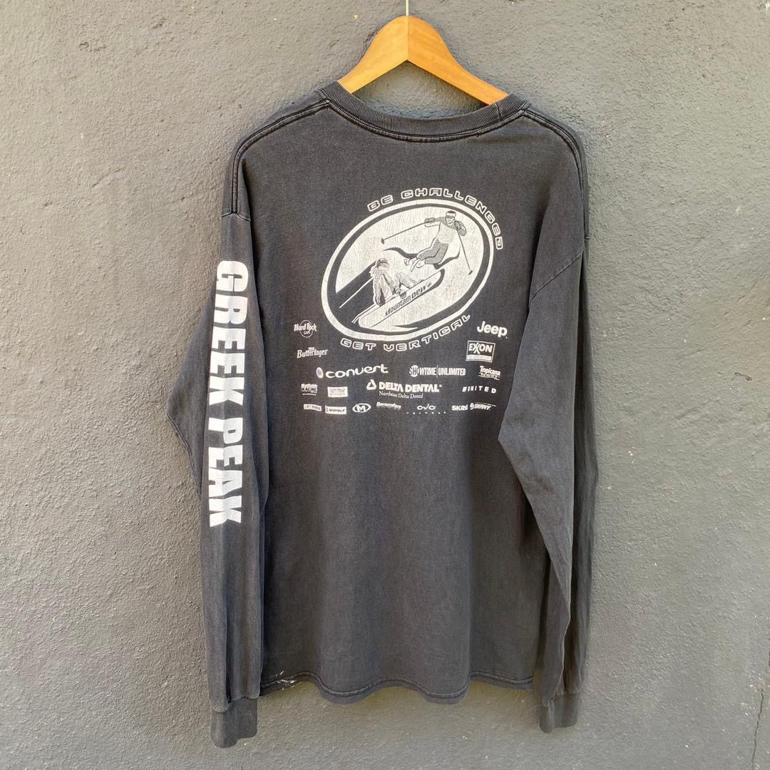 Thrashed Faded Vintage Y2K Mountain Dew Greek Peak L/S Tee