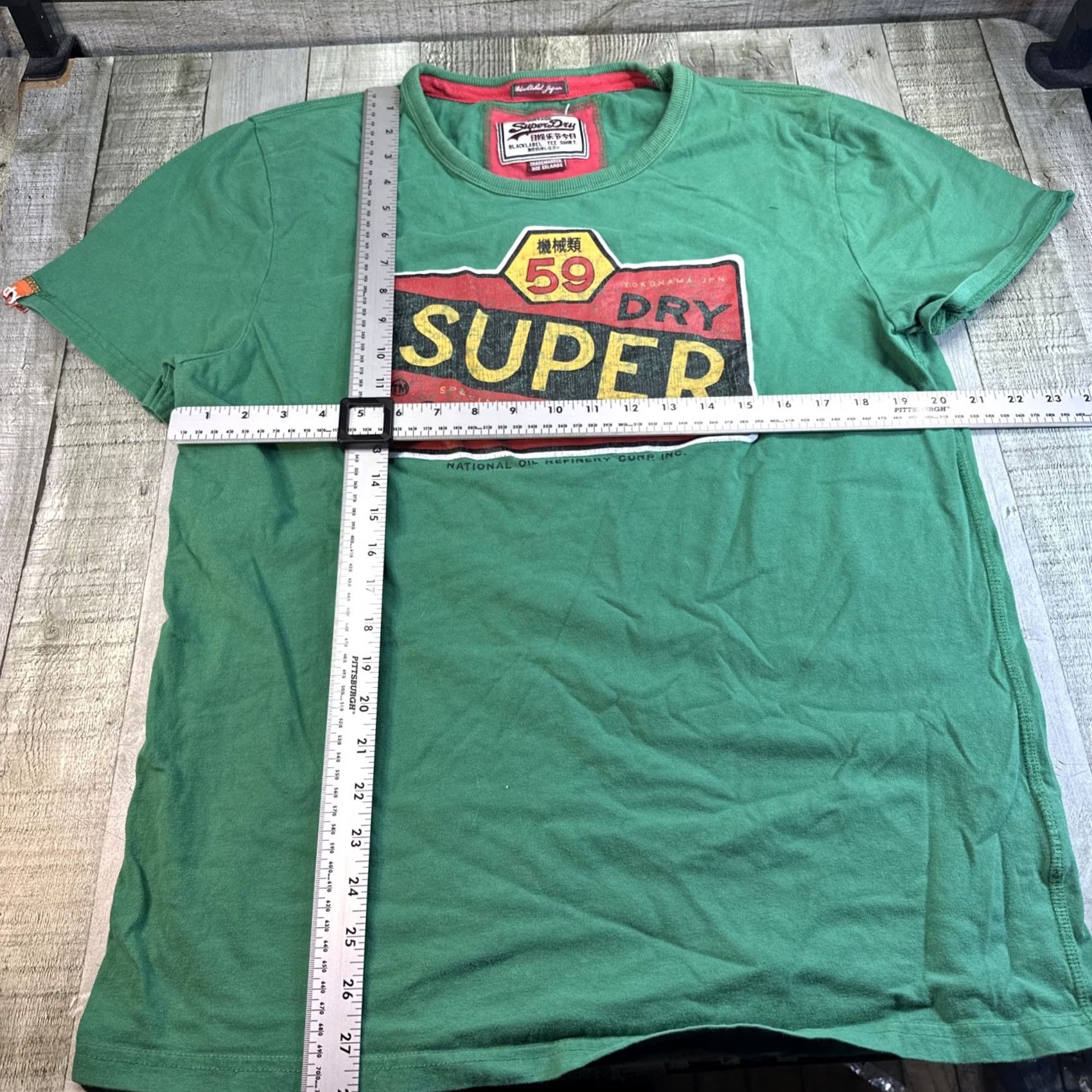 Superdry VINTAGE Superdry T-Shirt Green 2XL Short Sleeve Graphic Tee Mens 1959 Motor Oil Japan Black Label Size US XXL / EU 58 / 5 - 6 Thumbnail