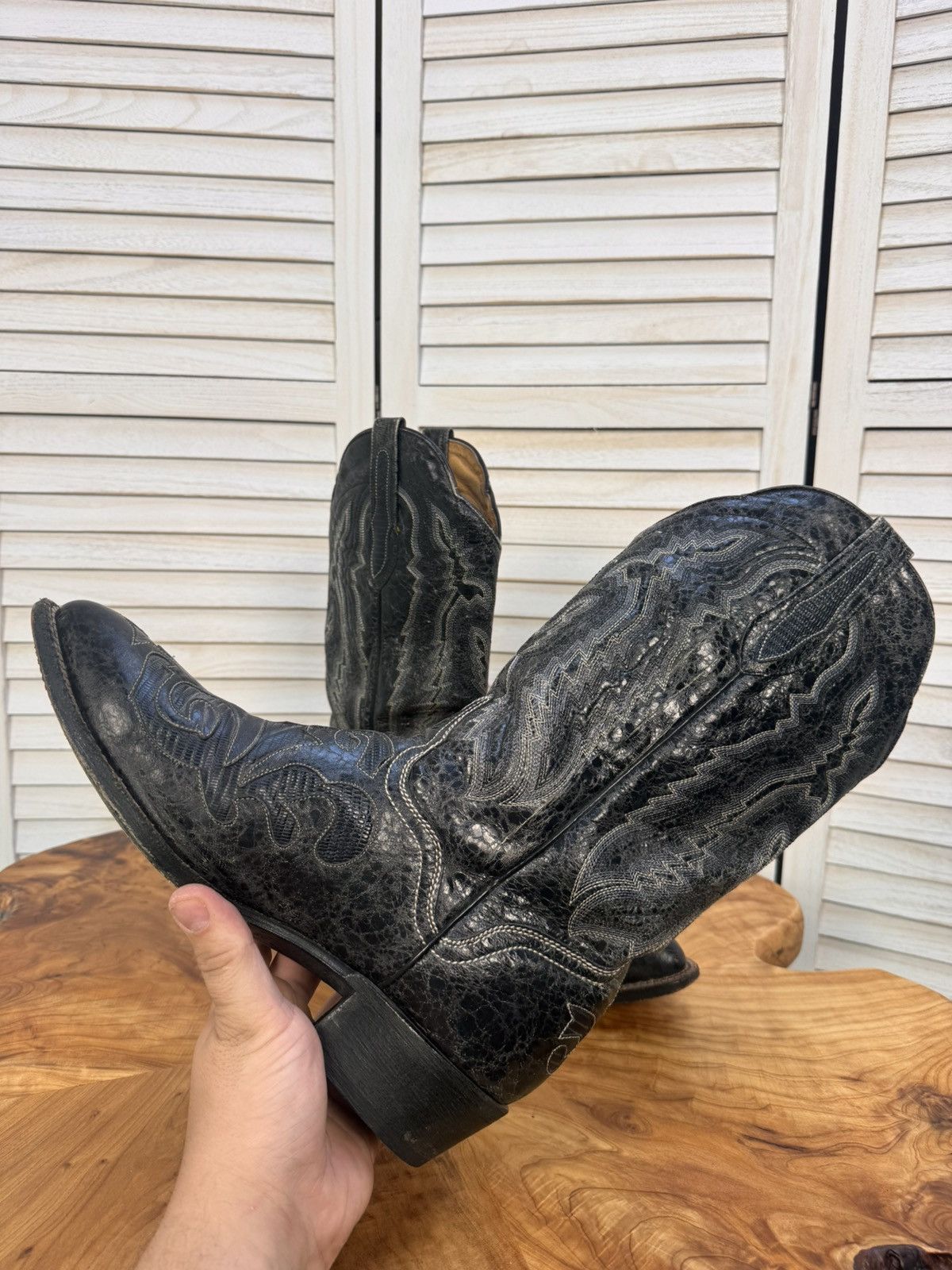 Other Vintage J.S. Dillon Men’s Cowboy Boots Black Leather USA 10 Size US 10 / EU 43 - 9 Thumbnail