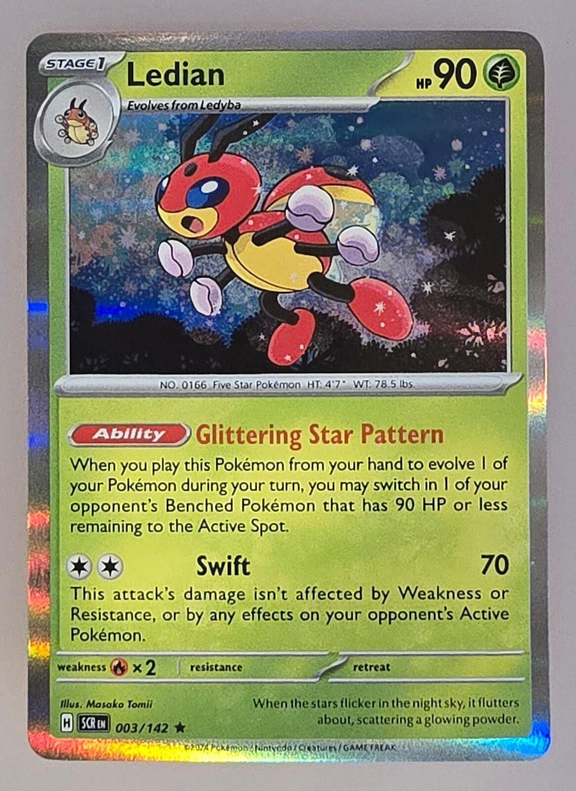 Pokemon Ledian Pokémon card from the Stellar Crown set. Size ONE SIZE - 1 Thumbnail