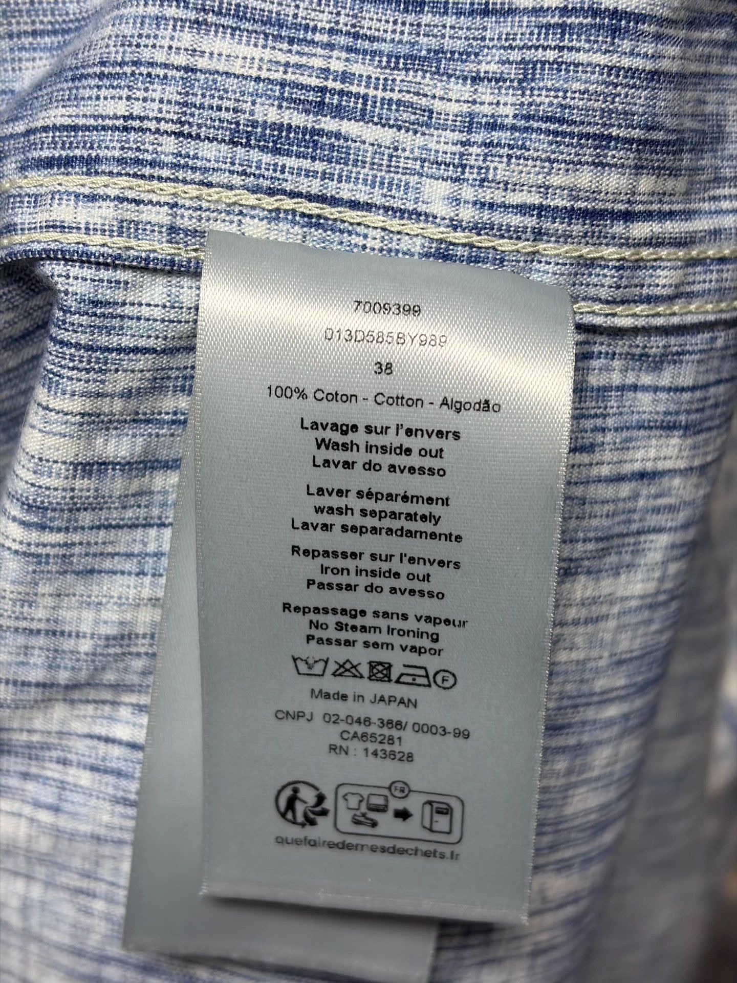 Dior Dior men 38 Japan 100% Cotton LS Shirt Mint Size US XXS / EU 40 - 4 Thumbnail