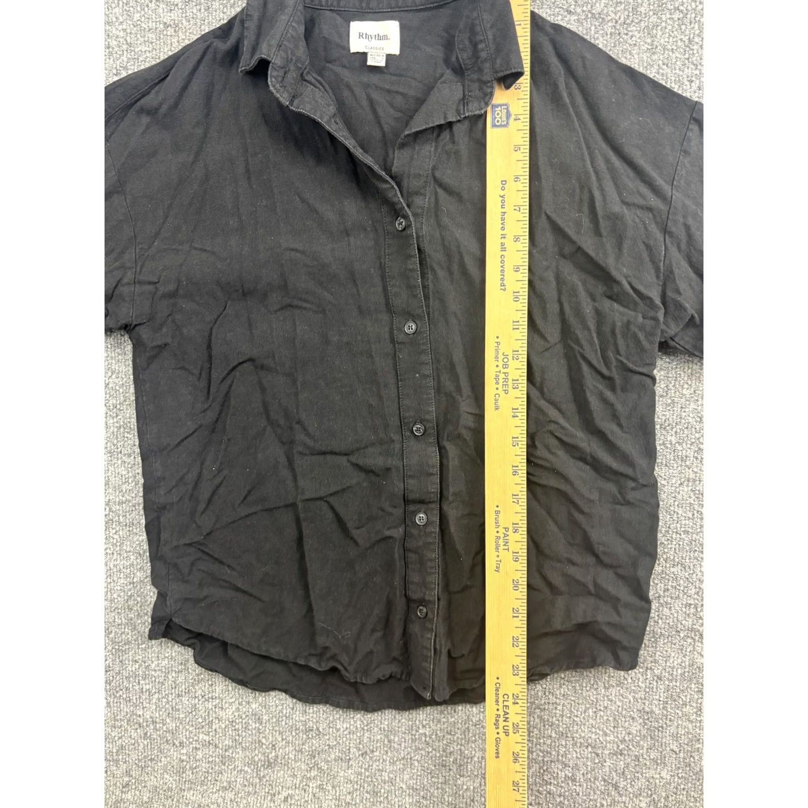 Rhythm Rhythm Shirt Womens Small Black Collared Short Sleeve Button Front Relaxed Top Size S / US 4 / IT 40 - 4 Thumbnail