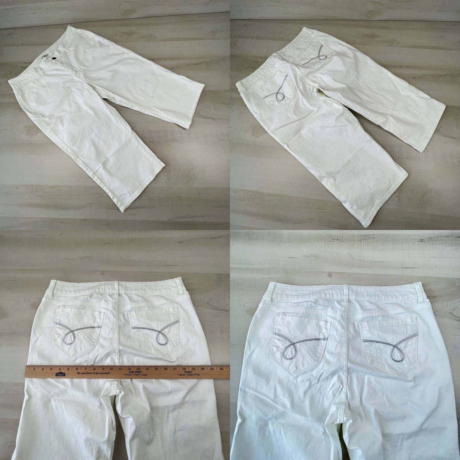 Lee Lee Riders Womens White Denim Capri Jeans 34 Waist Size 24" / US 00 / IT 34 - 8 Thumbnail