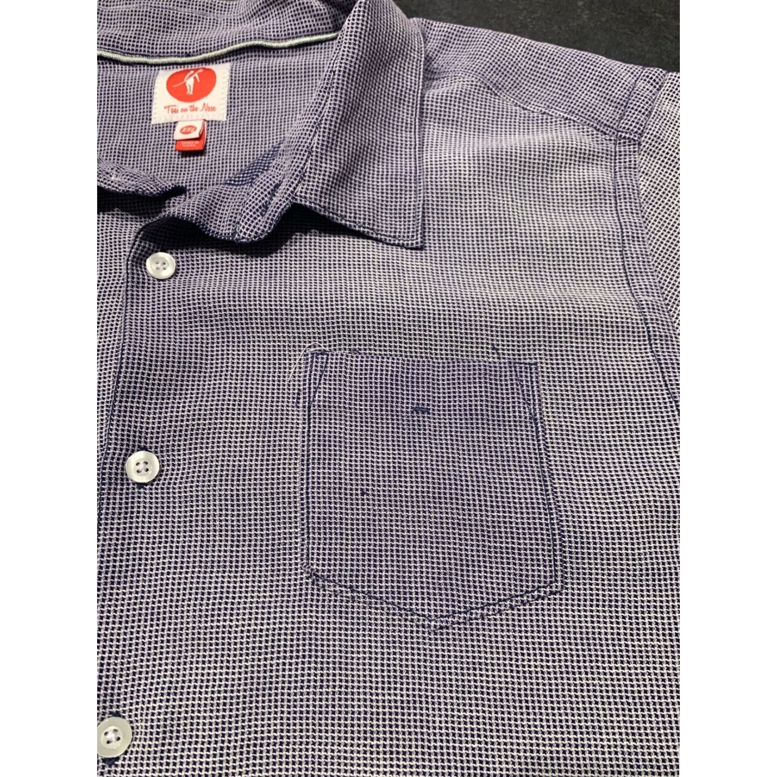 Vintage Toes On The Nose Men's Button-Up Short Sleeve Shirt 2XL Purple Cotton Silk Size US XXL / EU 58 / 5 - 3 Thumbnail