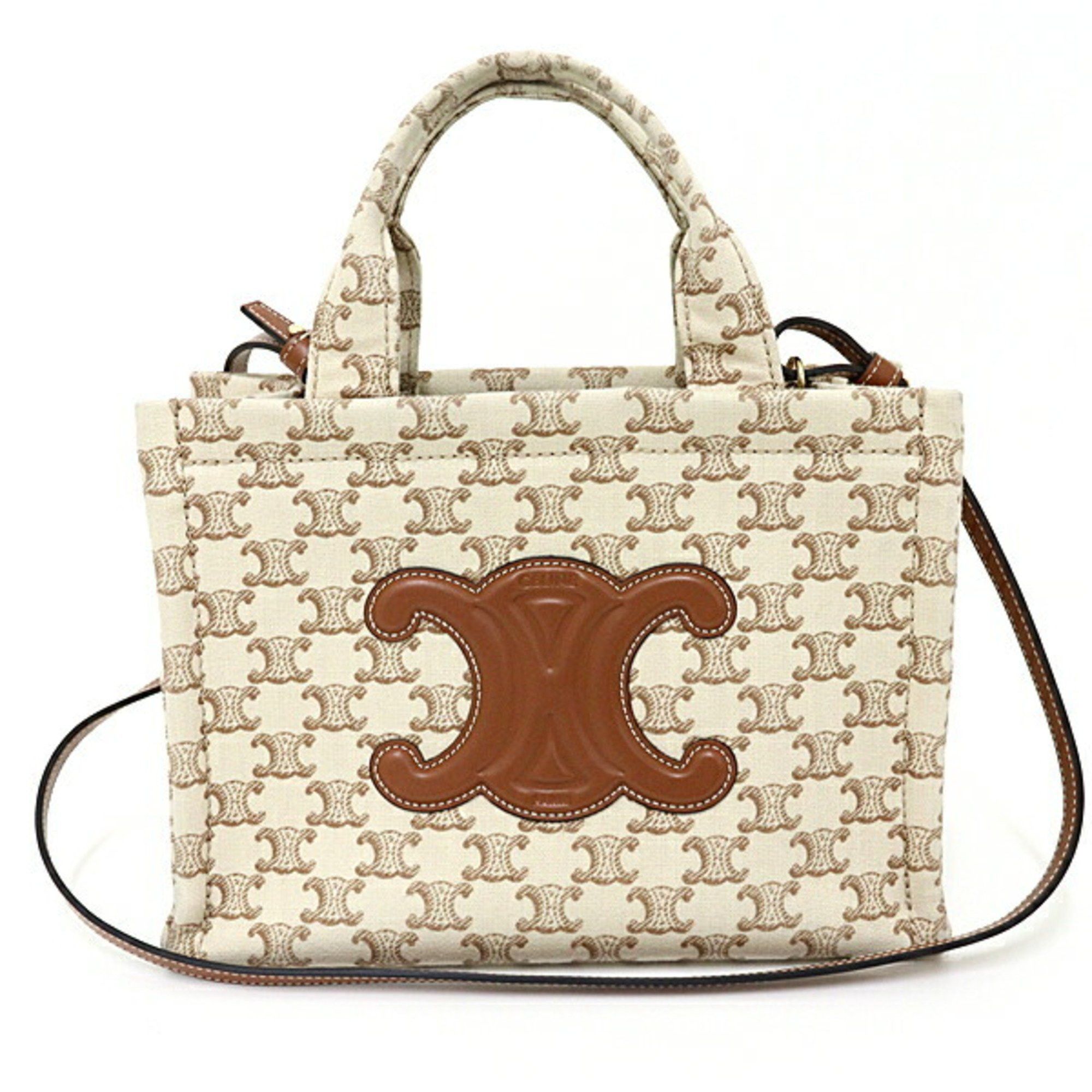 Celine CELINE Small Cabas Thais Triomphe Canvas Tote Bag U-GA-0293 Beige Size ONE SIZE - 1 Thumbnail