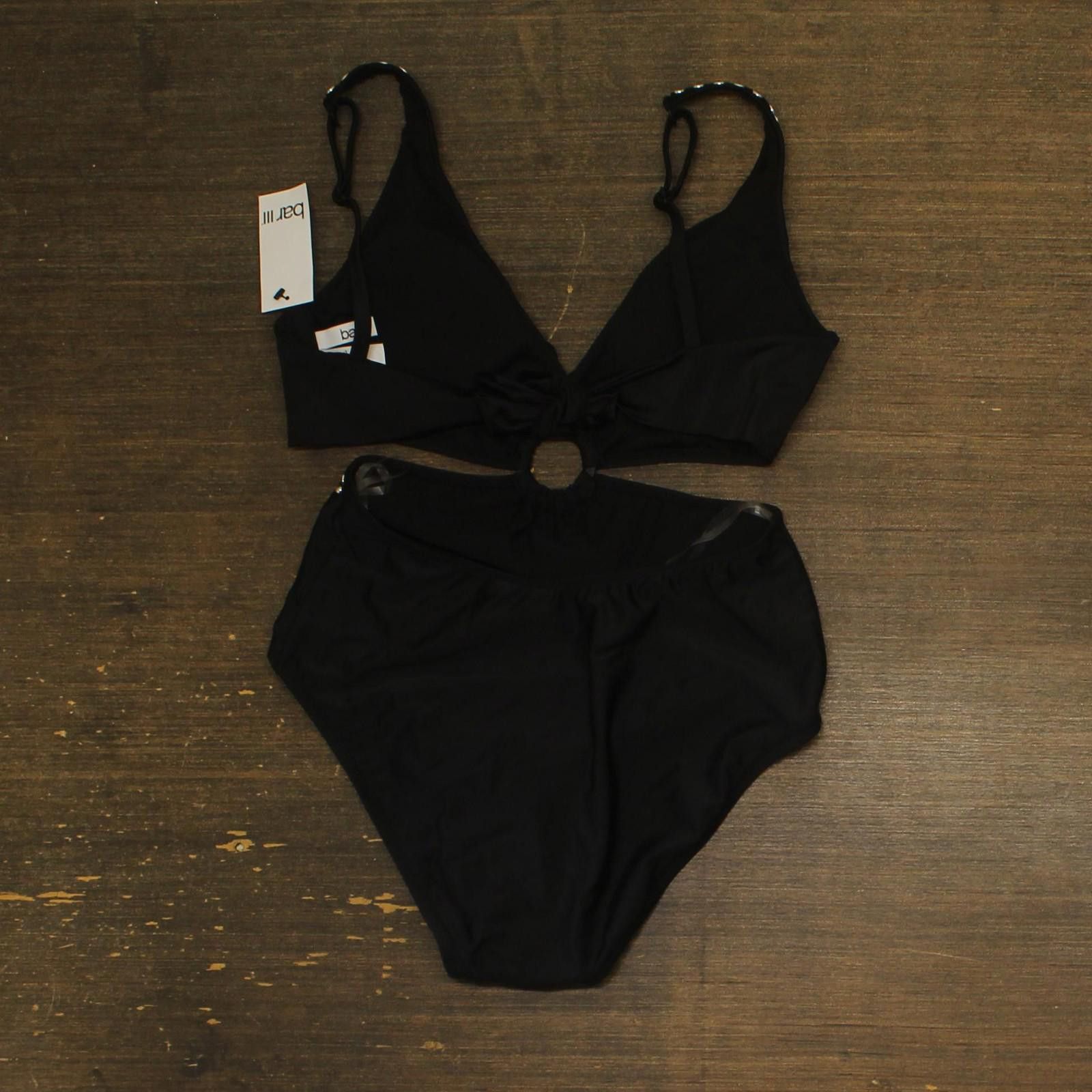 Bar III Nwt Bar Iii It Studded One Piece Swimsuit Black / Silver S Size ONE SIZE - 2 Thumbnail