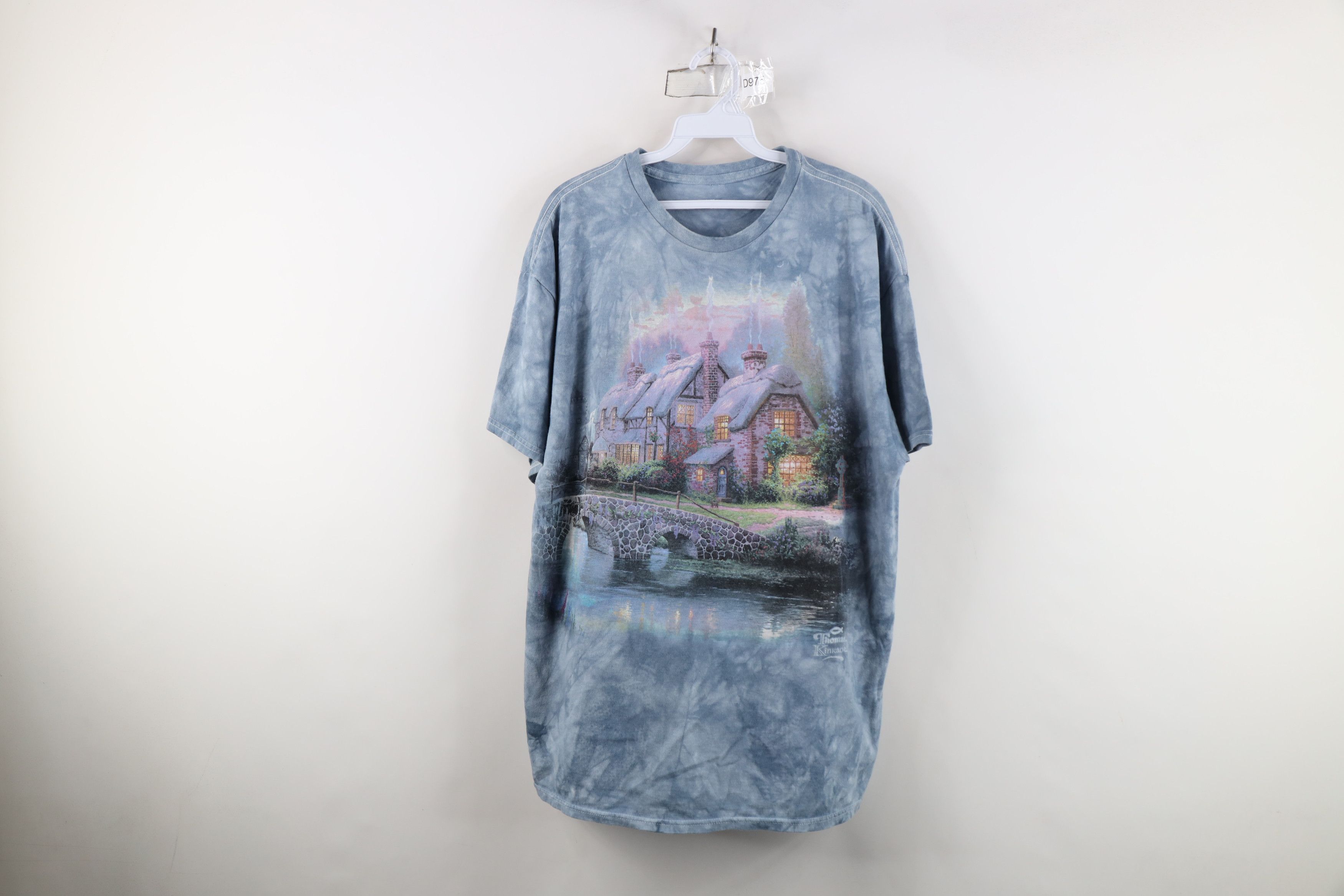 Vintage Vintage 90s Streetwear Mythical Acid Wash T-Shirt Blue Size US XL / EU 56 / 4 - 1 Thumbnail