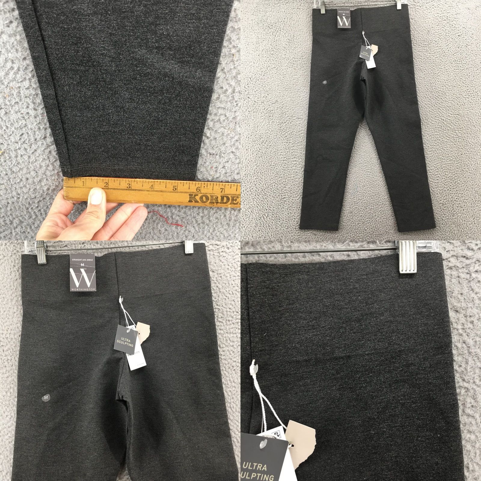 Worthington Worthington Womens M Grey Pull On Straight Leg Ankle Pants/Nylon Rayon Spandex - Ultra Sculpting NEW Size 32" / US 10 / IT 46 - 8 Thumbnail