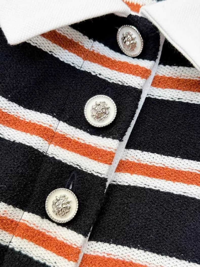 Chanel Chanel Striped loose lapel lion buckle long-sleeved knitte Size XS / US 0-2 / IT 36-38 - 4 Thumbnail