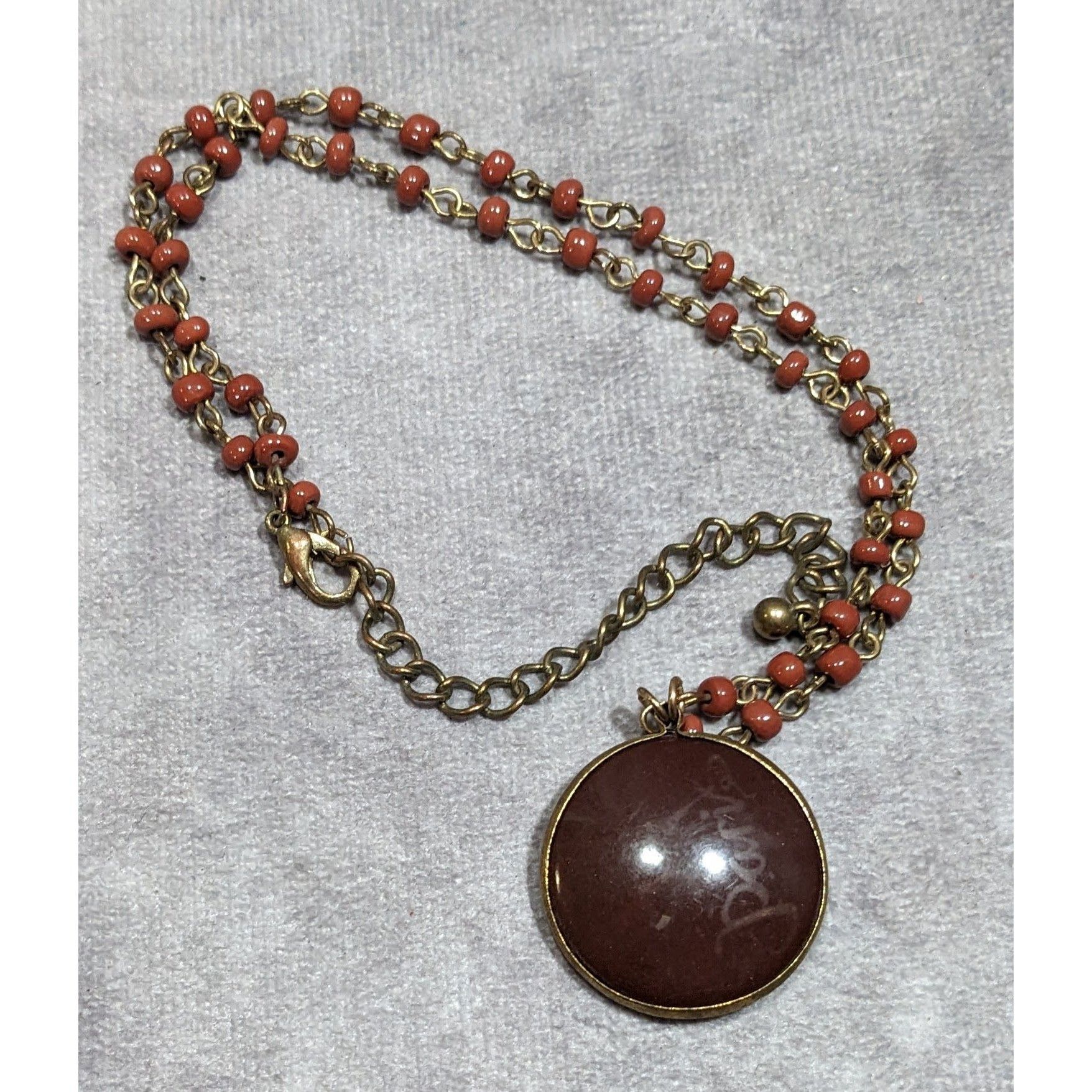 Other Vintage Paris Brown And Gold Tone Beaded Pendant Necklace Size ONE SIZE - 4 Thumbnail