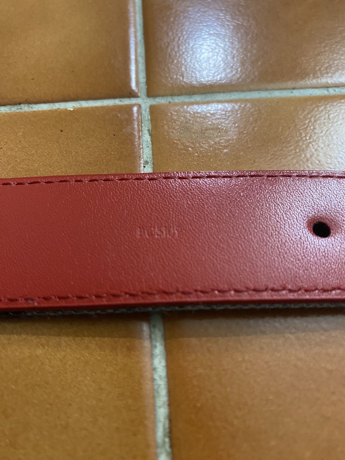 Louis Vuitton Unisex LOUIS VUITTON DENIM/RED BELT GOLD TONE HARDWARE, Size ONE SIZE - 21 Thumbnail