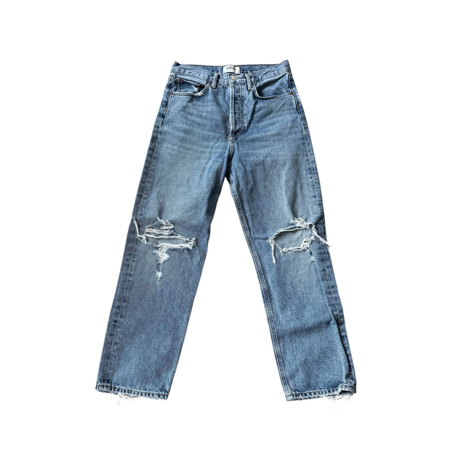 Agolde AGOLDE 90's Crop Mid Rise Loose Jean Suspend Wash Distressed Size 25" / US 0 / IT 36 - 2 Thumbnail