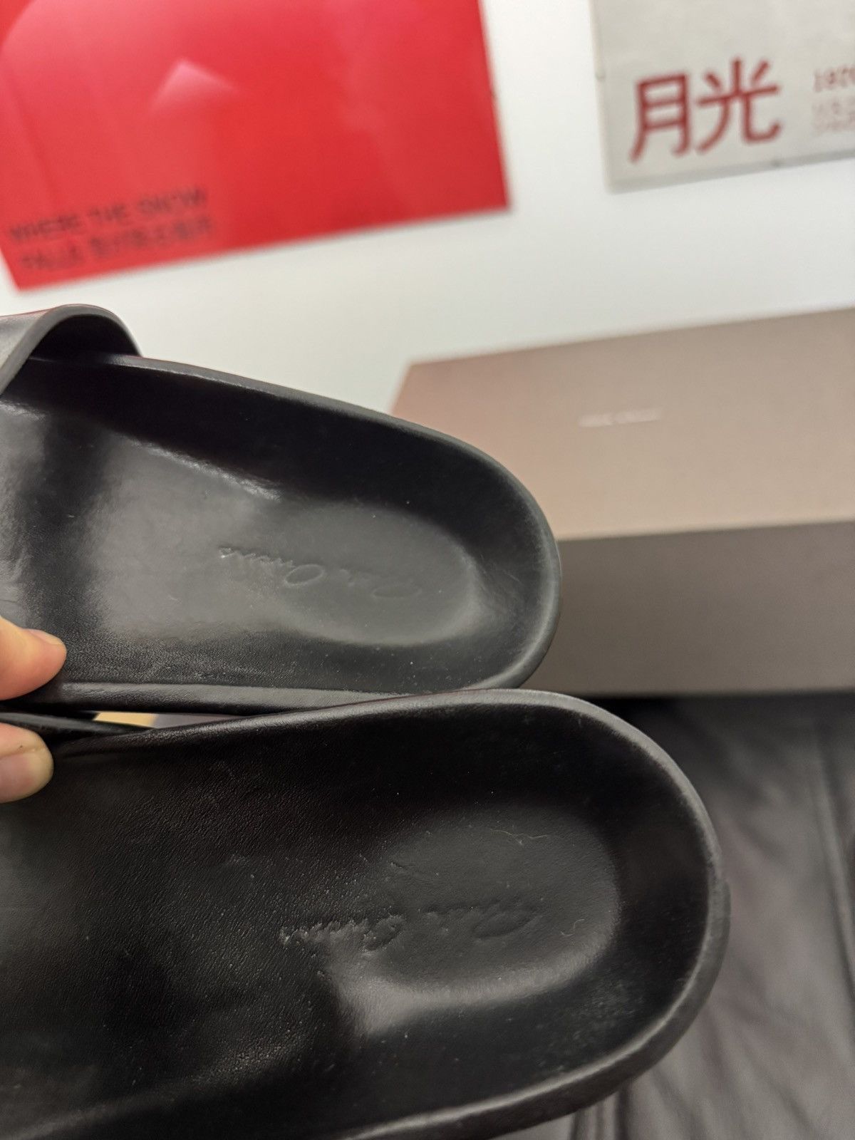 Rick Owens RICK OWENS Slides Sandals Black Leather Mainline Designer Size US 7 / EU 40 - 6 Thumbnail