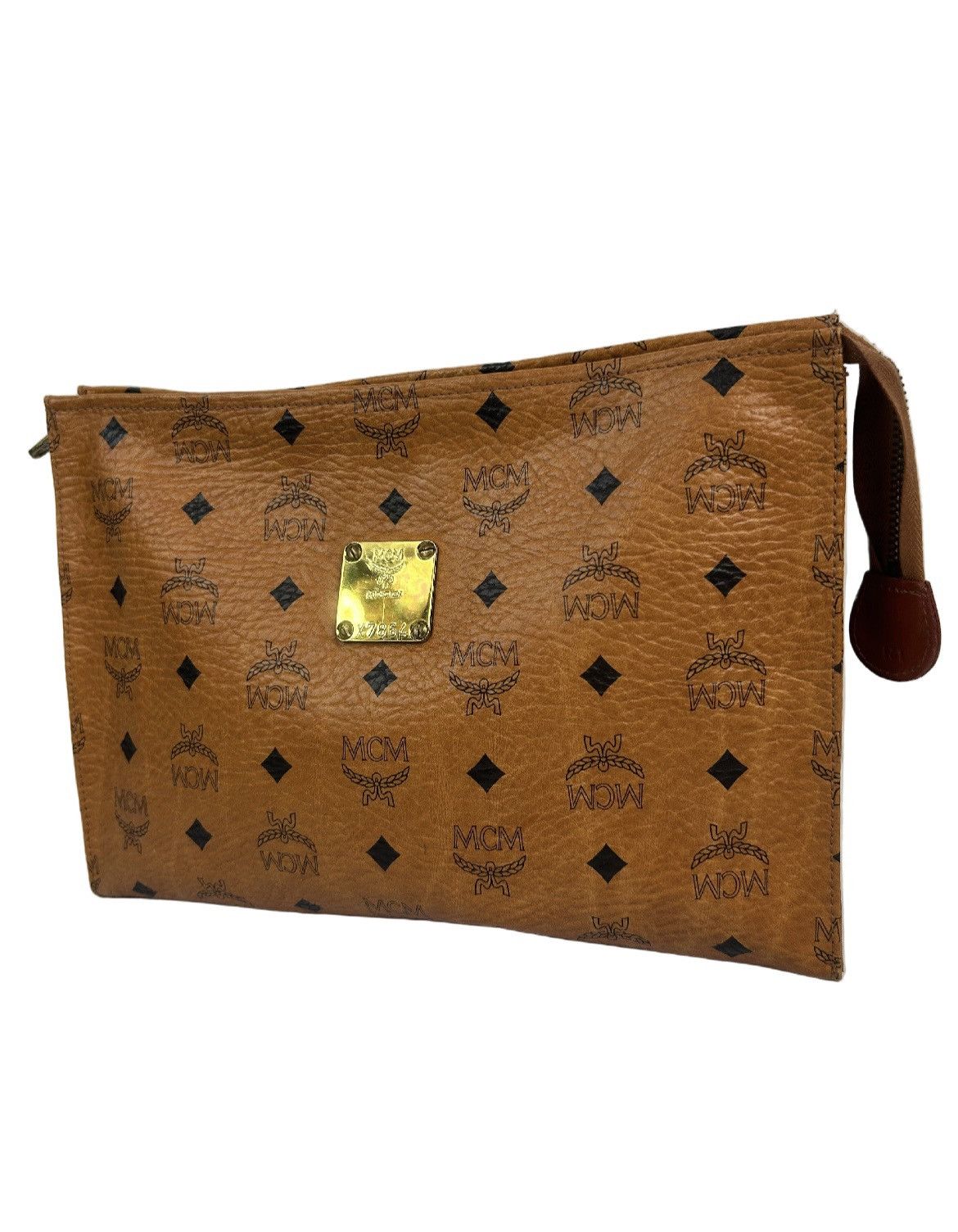MCM MCM Cognac Leather Clutch Bag Size ONE SIZE - 1 Thumbnail