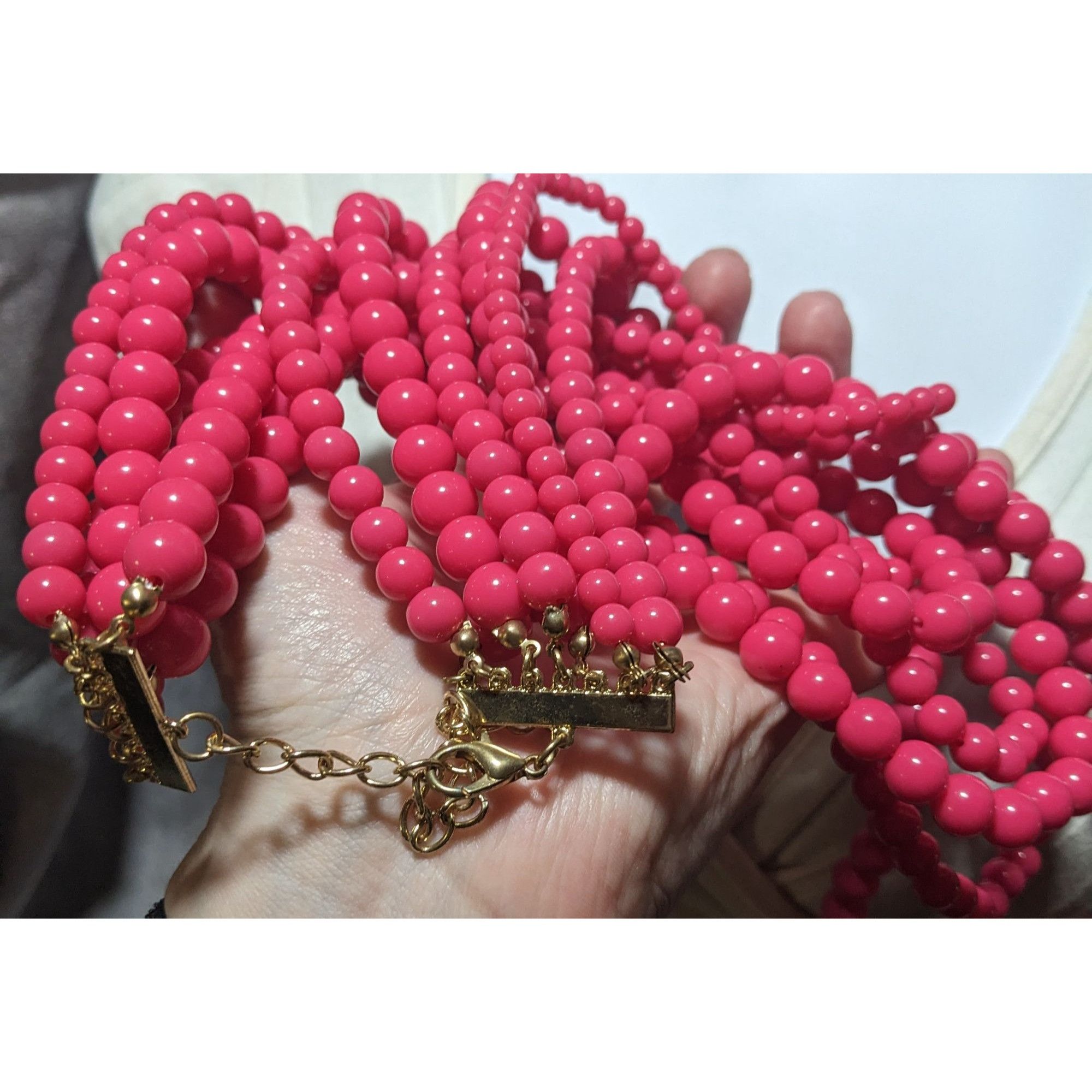 Other Multi-Strand Pink Beaded Necklace With Gold Clasp Size ONE SIZE - 5 Thumbnail
