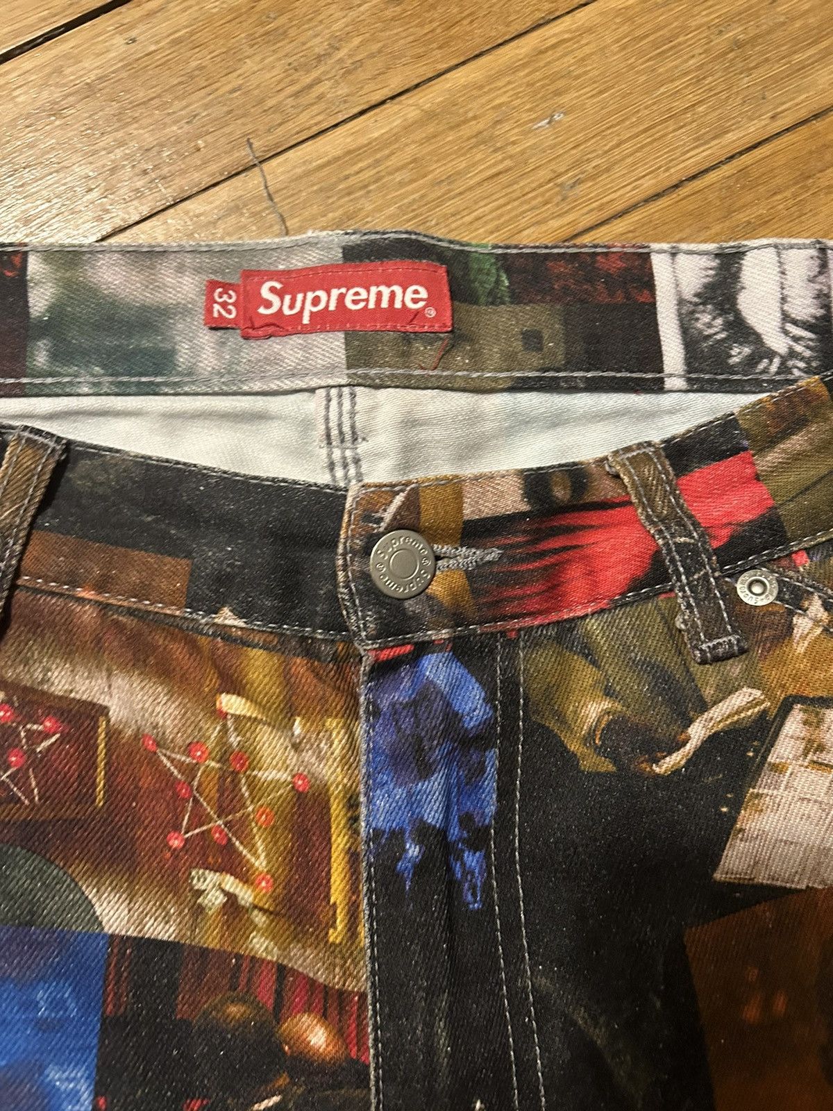 Supreme SUPREME NAS AND DMX COLLAGE DOUBLE KNEE DENIM PAINTER PANT Size US 34 / EU 50 - 2 Thumbnail