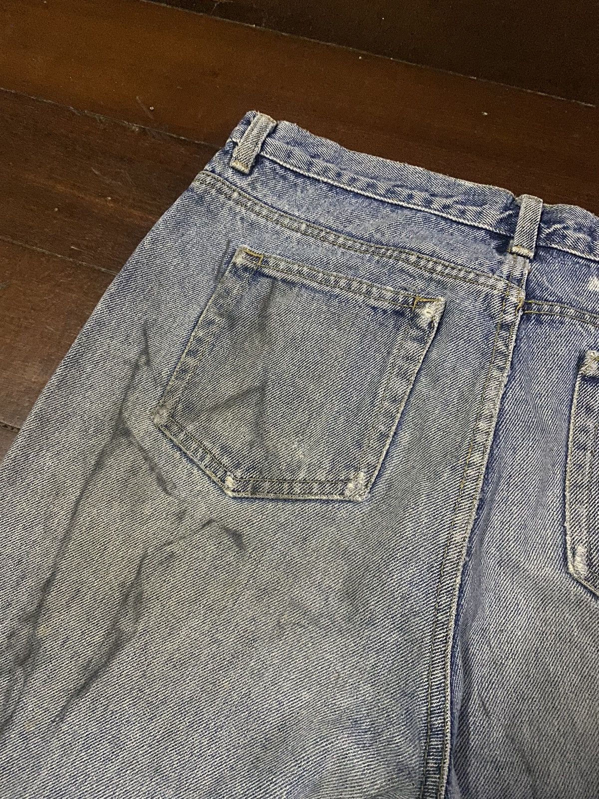 Guess × Polo Ralph Lauren × Vintage Fire 🔥 vintage 90s GUESS MADE IN USA distressed jeans S1 Size US 35 - 18 Thumbnail