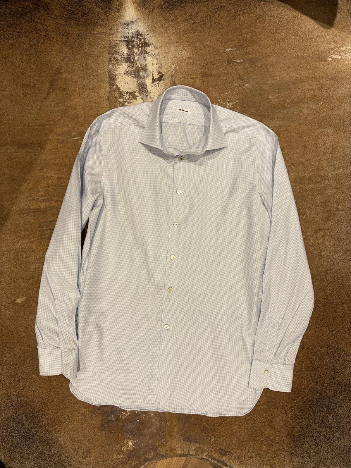 Kiton Kiton Napoli Micro Check Cotton Shirt Size US XL / EU 56 / 4 - 1 Thumbnail