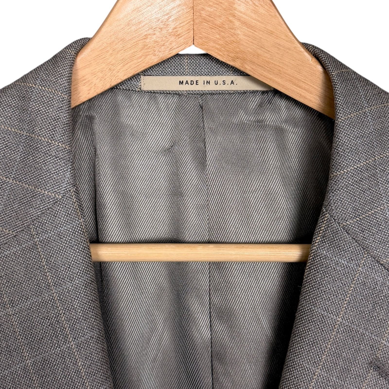 Burberry Burberry London Gray Blazer Plaid Silk Wool Men 42R Luxury Size 42R - 4 Thumbnail