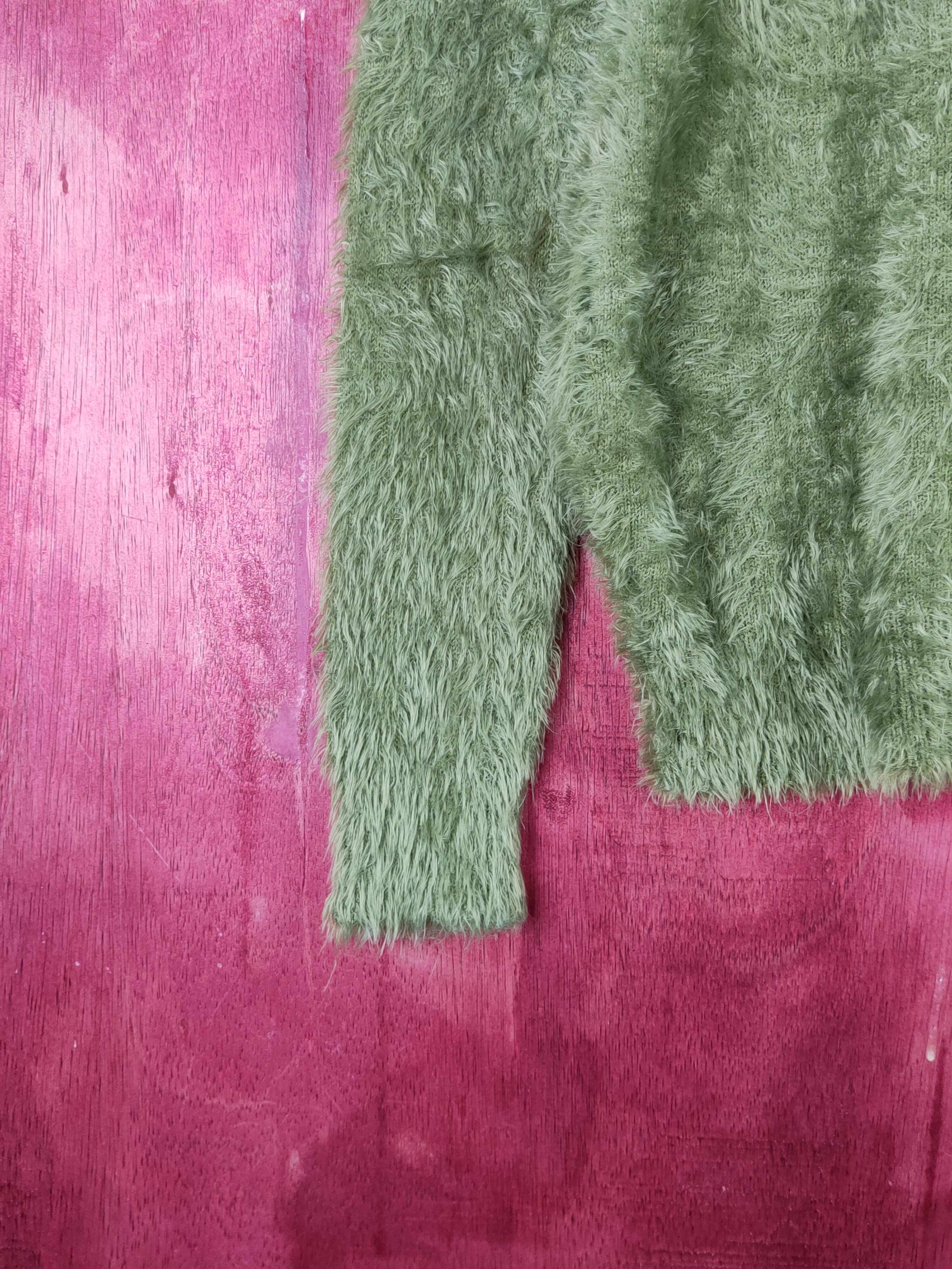 Homespun Knitwear Carina Green Shag Shaggy Fur Mohair Knitwear #S1688 Size S / US 4 / IT 40 - 4 Thumbnail