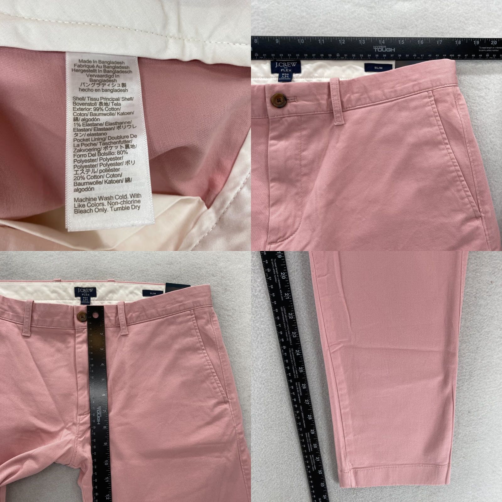 J.Crew J.Crew Flex Pants Mens 34x34 Slim Fit Pink Stretch Preppy Chino Casual Travel Size US 34 / EU 50 - 8 Thumbnail