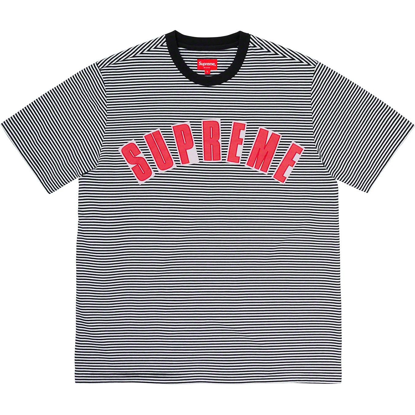 image of Supreme Arc Applique S/s Top White Stripe Small Tee, Men's