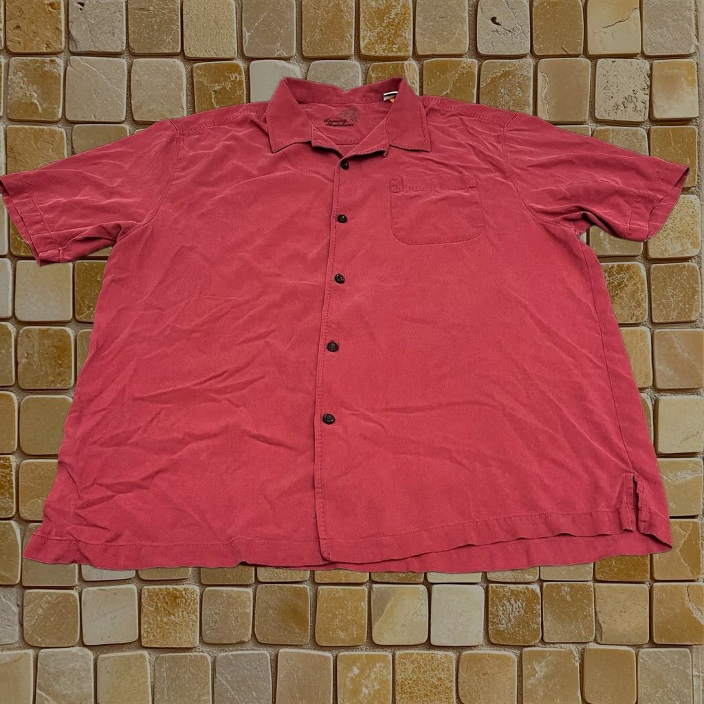 Tommy Bahama Shirt Mens 1XL Red Silk Hawaiian Tropical Original Fit Button, Men's
