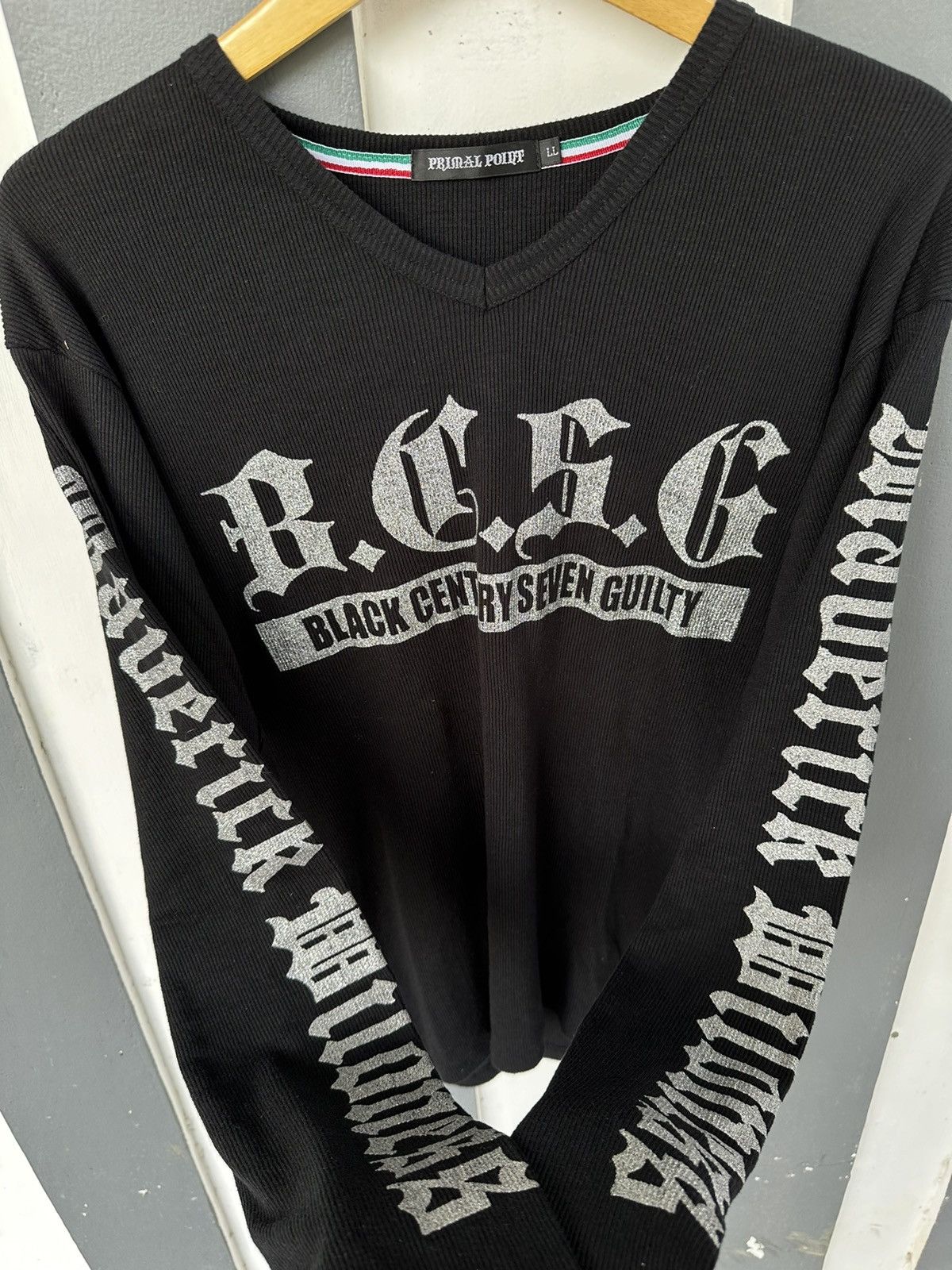 20471120 JAPANESE SICK PRIMAL POINT GLITTER POEM GOTHIC LGB STYLE Size US L / EU 52-54 / 3 - 5 Thumbnail