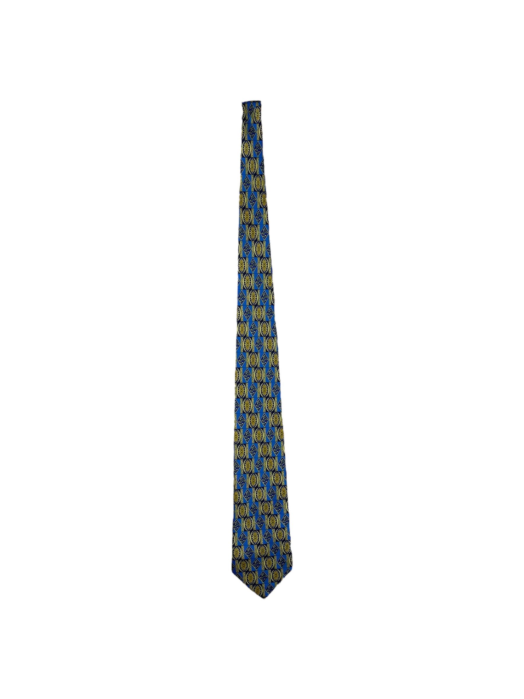 Lanvin Lanvin gold blue tie streetwear Paris France luxury silk Size ONE SIZE - 1 Thumbnail