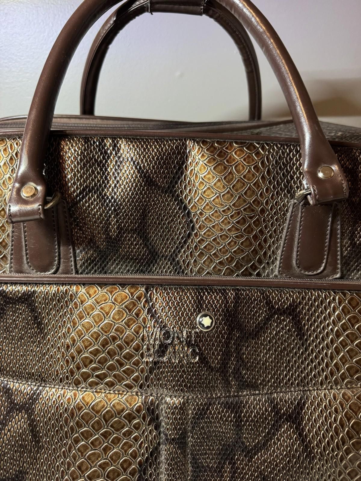 Montblanc Vintage Montblanc Brown Leather Trolley Suitcase with Wheels Size ONE SIZE - 3 Thumbnail
