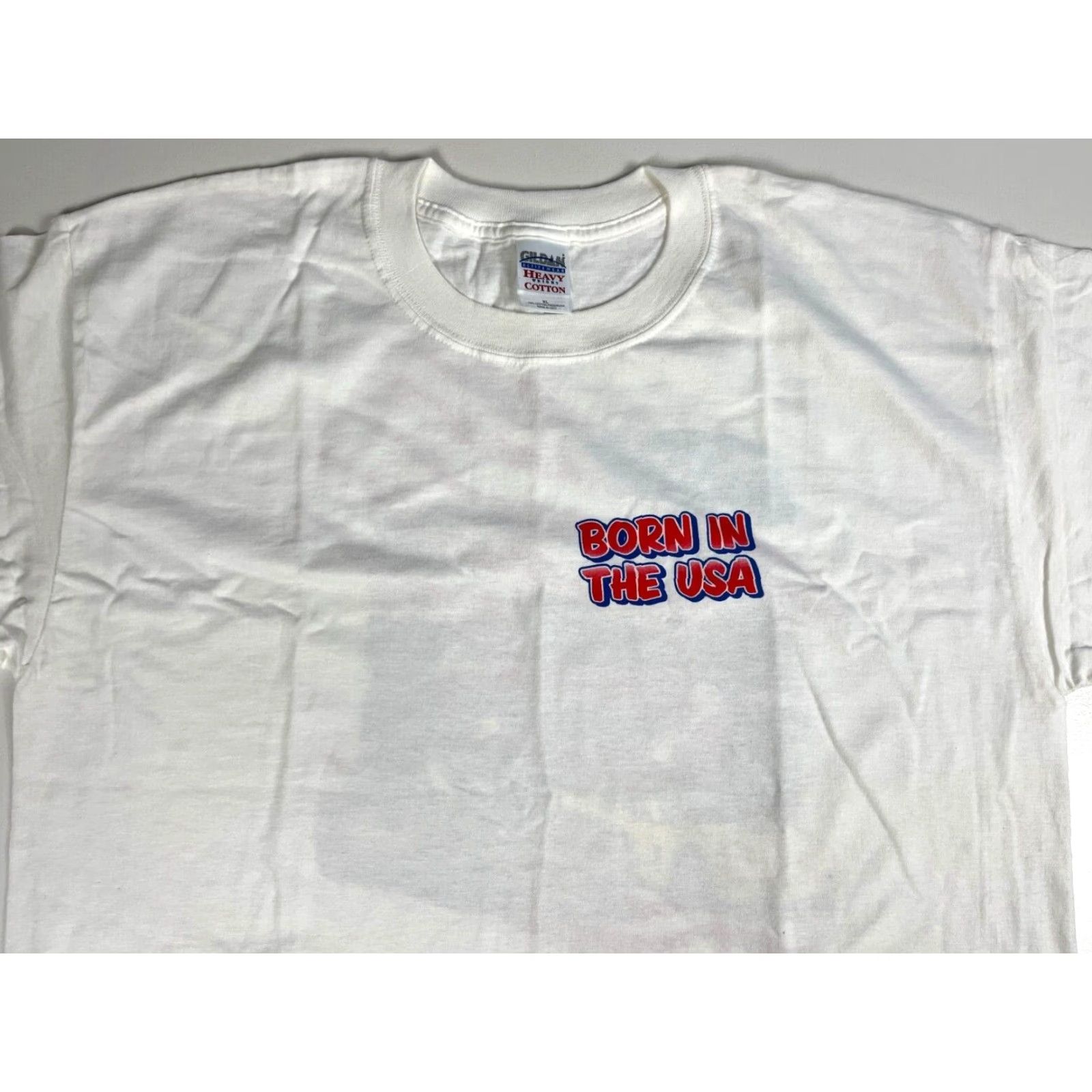 Gildan VINTAGE Born in the USA Shell Petroleum Gildan Heavy Cotton T-Shirt Mens XL White 2000s USA Cars Double-Sided/NOS Size US XL / EU 56 / 4 - 4 Thumbnail