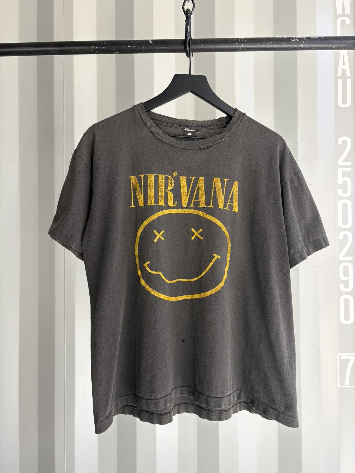 Vintage Nirvana Nevermind Smiley Shirt Faded Distressed Band