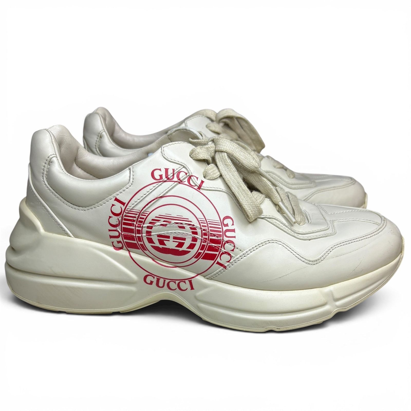 Gucci Size 9G - Gucci Rython Red Logo Beige Sneakers Size US 10 / EU 43 - 1 Thumbnail