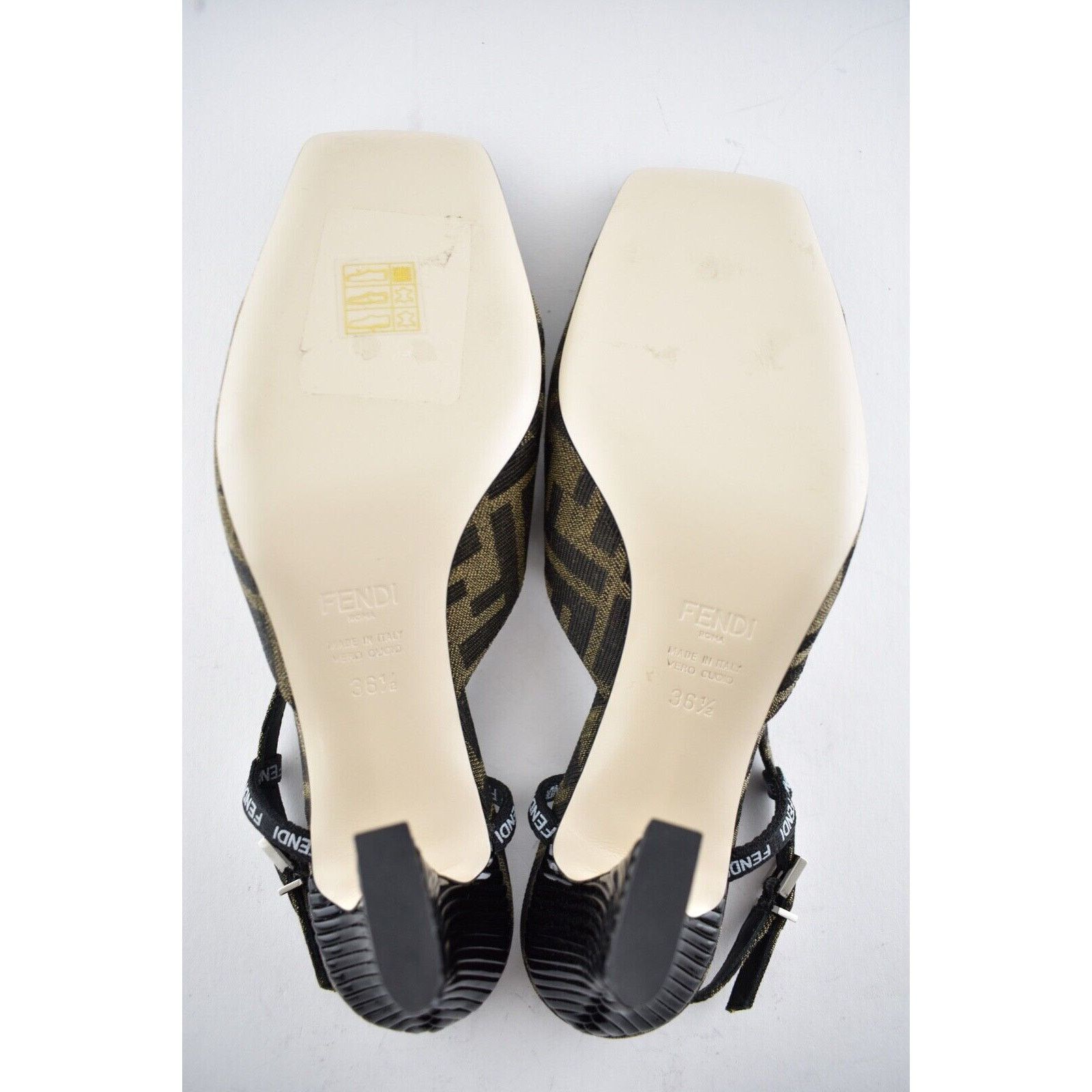 Fendi Freedom Jacquard FF Logo Square Toe Slingback Heel Pump 36.5 Size US 6.5 / IT 36.5 - 11 Thumbnail