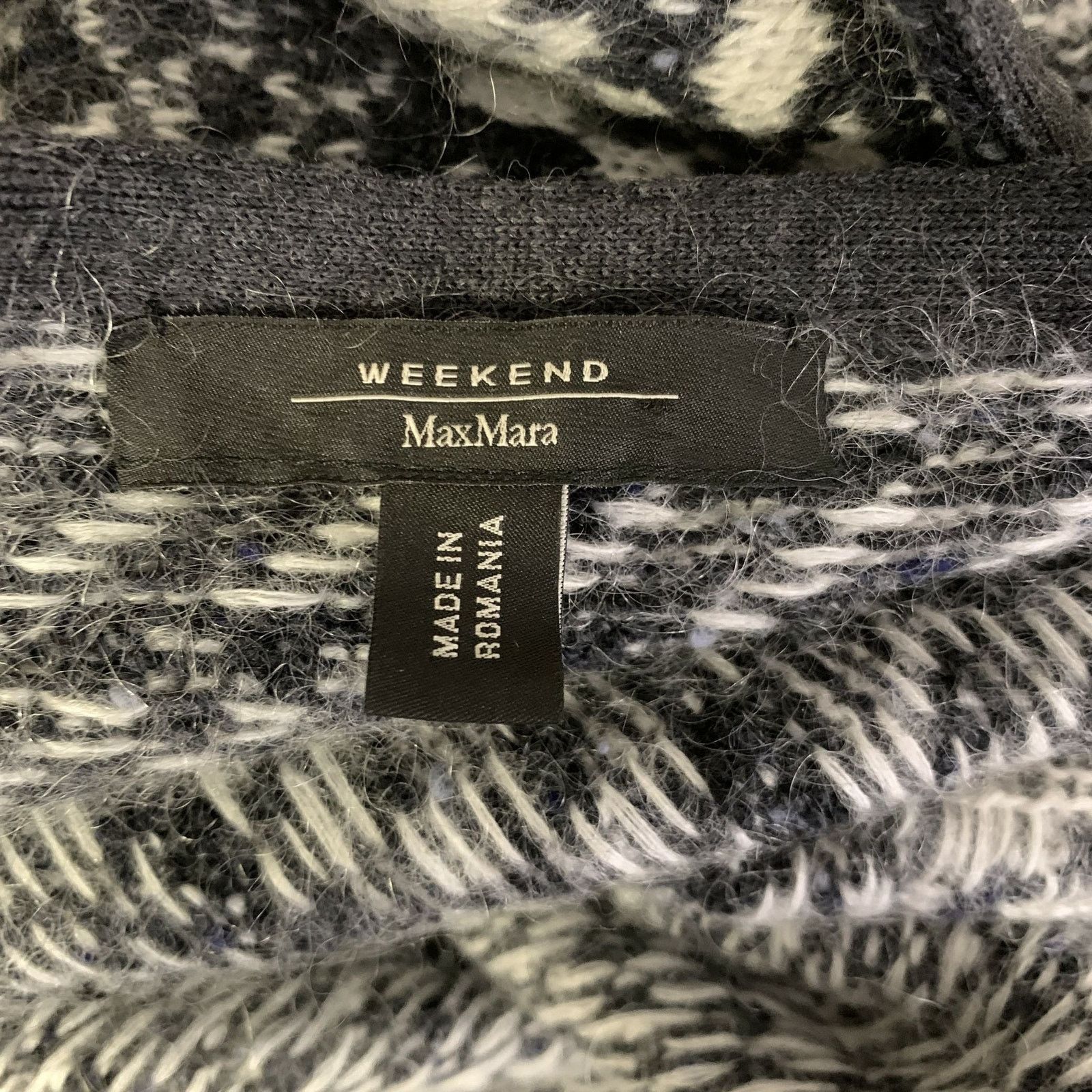 Max Mara MAX MARA One Size Grey White Wool Blend Geometric Cardigan Size ONE SIZE - 5 Thumbnail