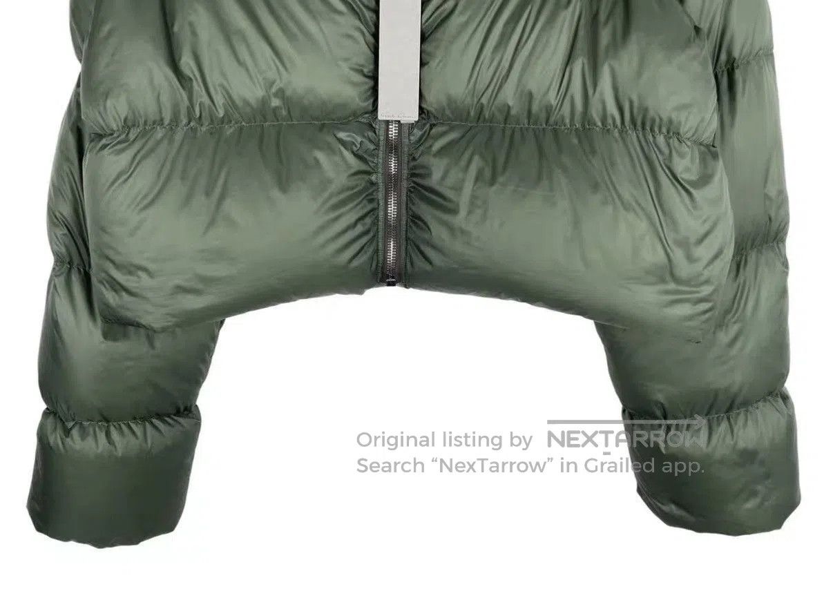 Rick Owens Green Cropped Puffer Jacket with High Collar. Size US XS / EU 42 / 0 - 4 Thumbnail