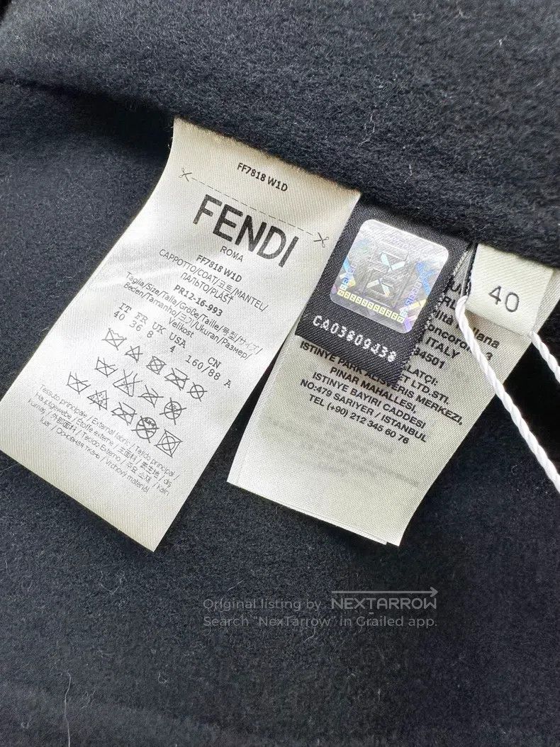 Fendi Fendi Black and White Mixed Fur Pocket Black Cloak Wool Co Size XS / US 0-2 / IT 36-38 - 6 Thumbnail