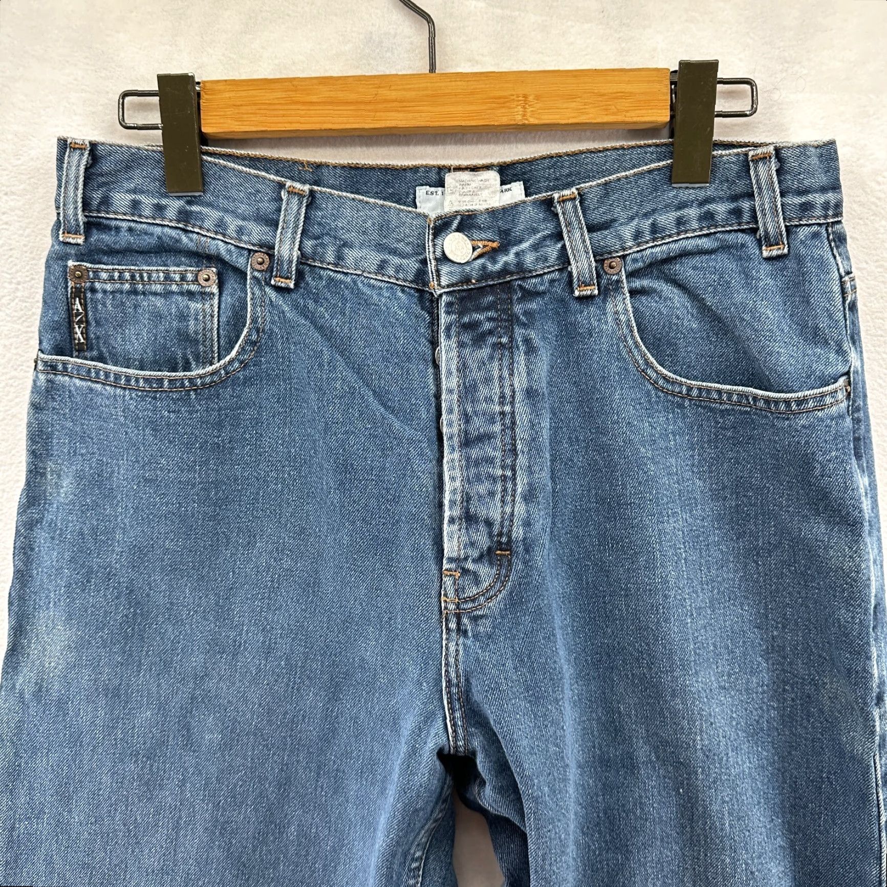 Armani Exchange VINTAGE Armani Exchange Jeans Mens 33x34 Blue Cotton Denim Bootcut Relaxed Jeans USA 90s Mens Size US 33 - 2 Thumbnail