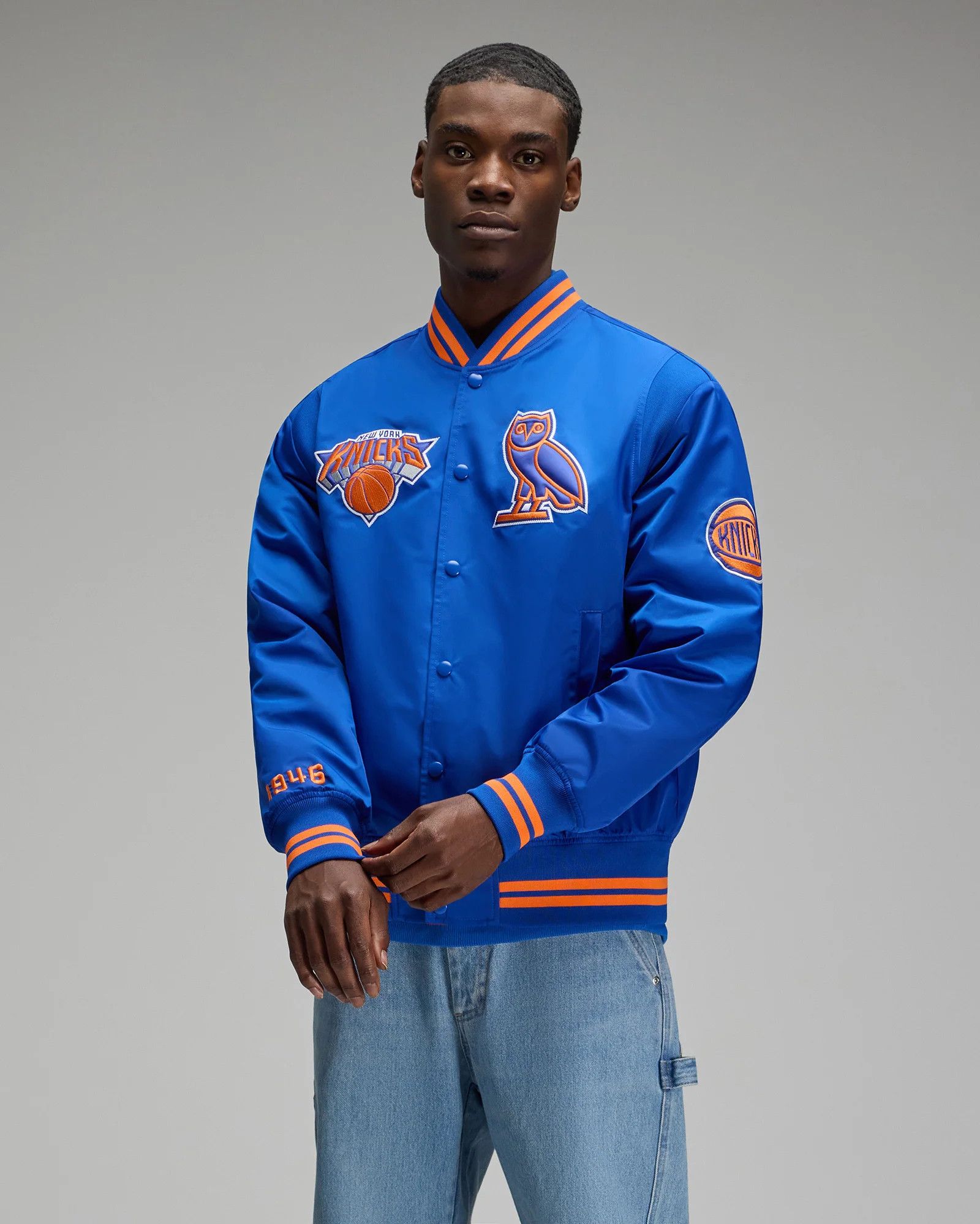 Drake × NBA × October's Very Own OVO x NBA x NBA NEW YORK KNICKS SATIN ...