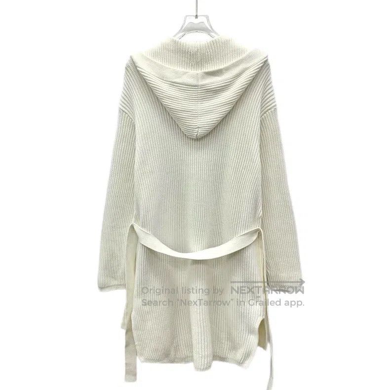 Max Mara Max Mara White Cotton Hooded Belted Knit Cardigan Coat Size L / US 10 / IT 46 - 2 Thumbnail