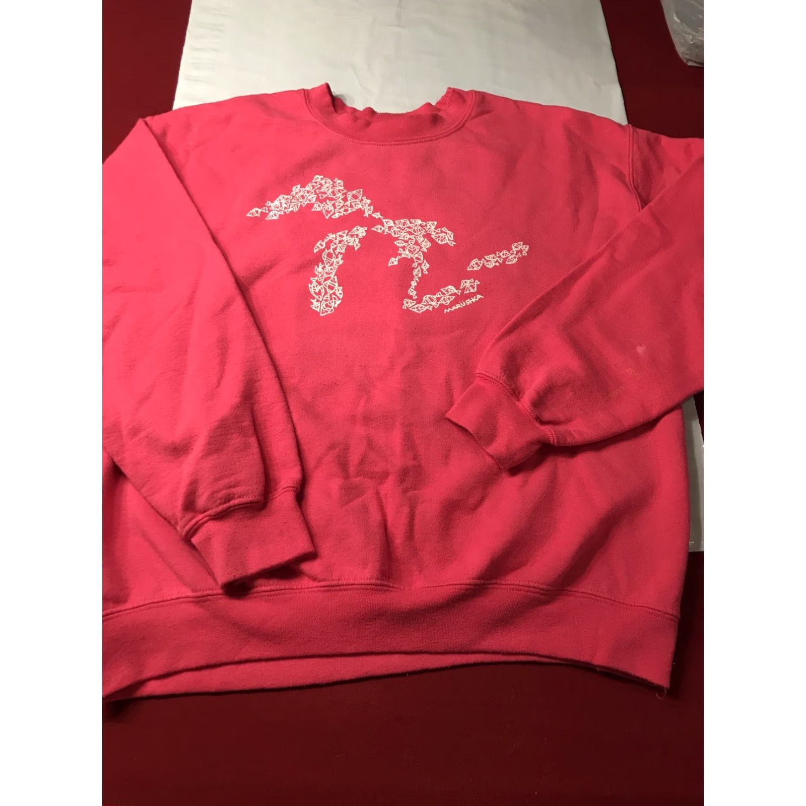 Pinko Marushka Sweatshirt Unisex Adults M PINK Michigan FISH Print Crew Neck Cotton Polyester Size US M / EU 48-50 / 2 - 5 Thumbnail