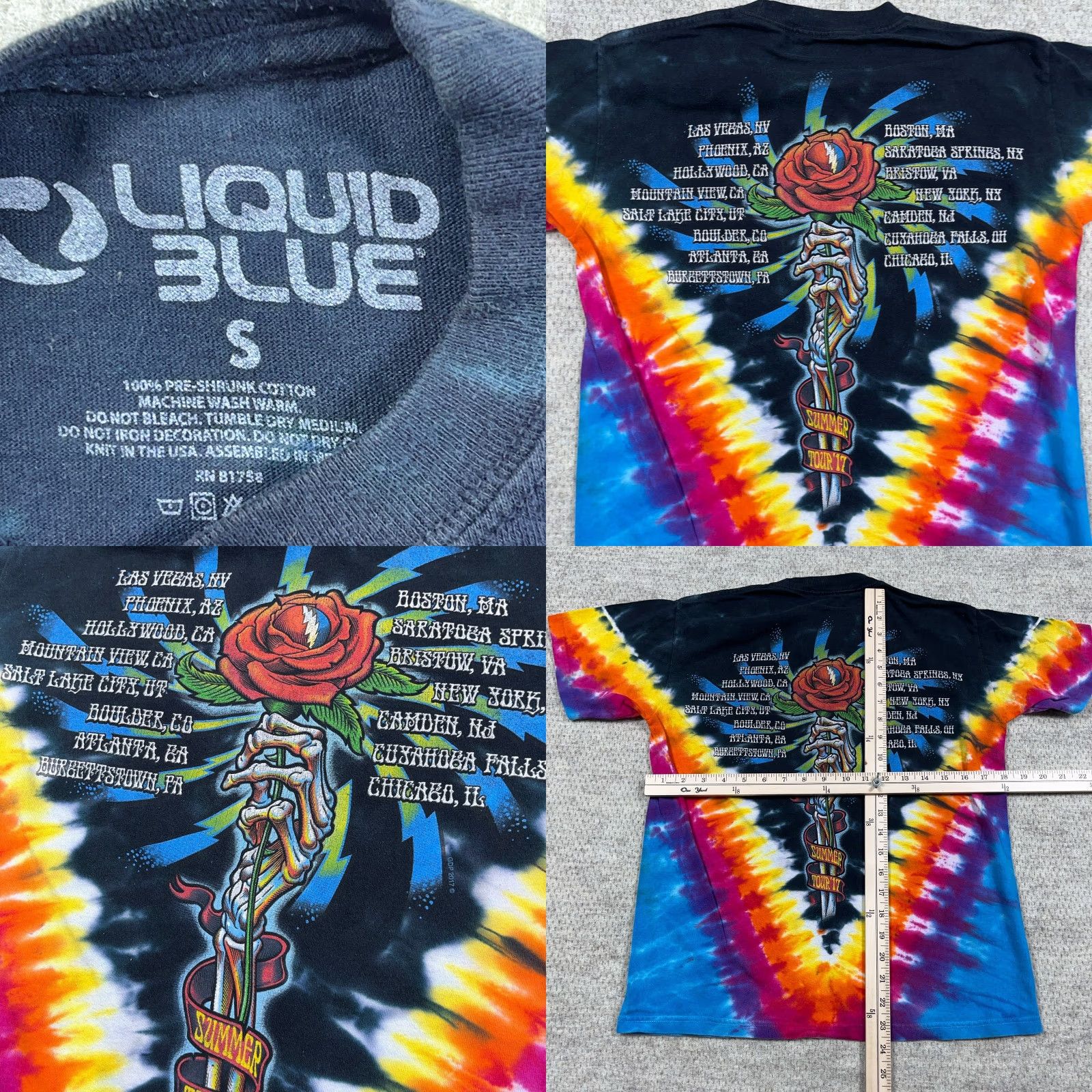 Vintage VINTAGE Greatful Dead Shirt Men Small Tie Dye Liquid Band Tee Blue Multi Adult Size US S / EU 44-46 / 1 - 8 Thumbnail