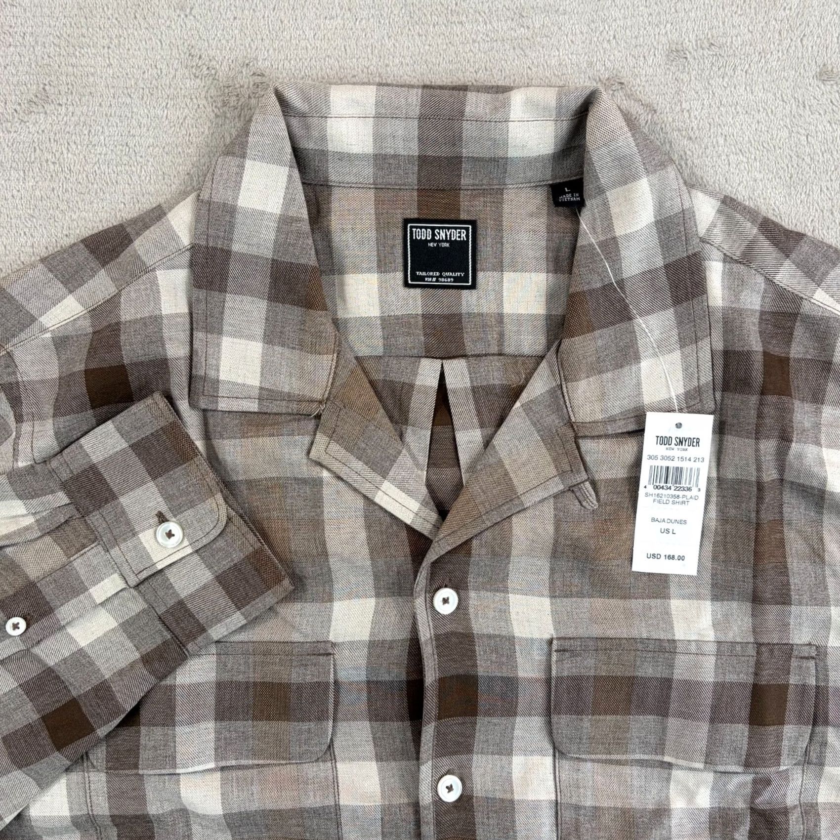 Todd Snyder Todd Snyder Shirt Mens L Brown Rayon Plaid Field Baja Dunes Men Classic Fit NWT Size US L / EU 52-54 / 3 - 3 Thumbnail