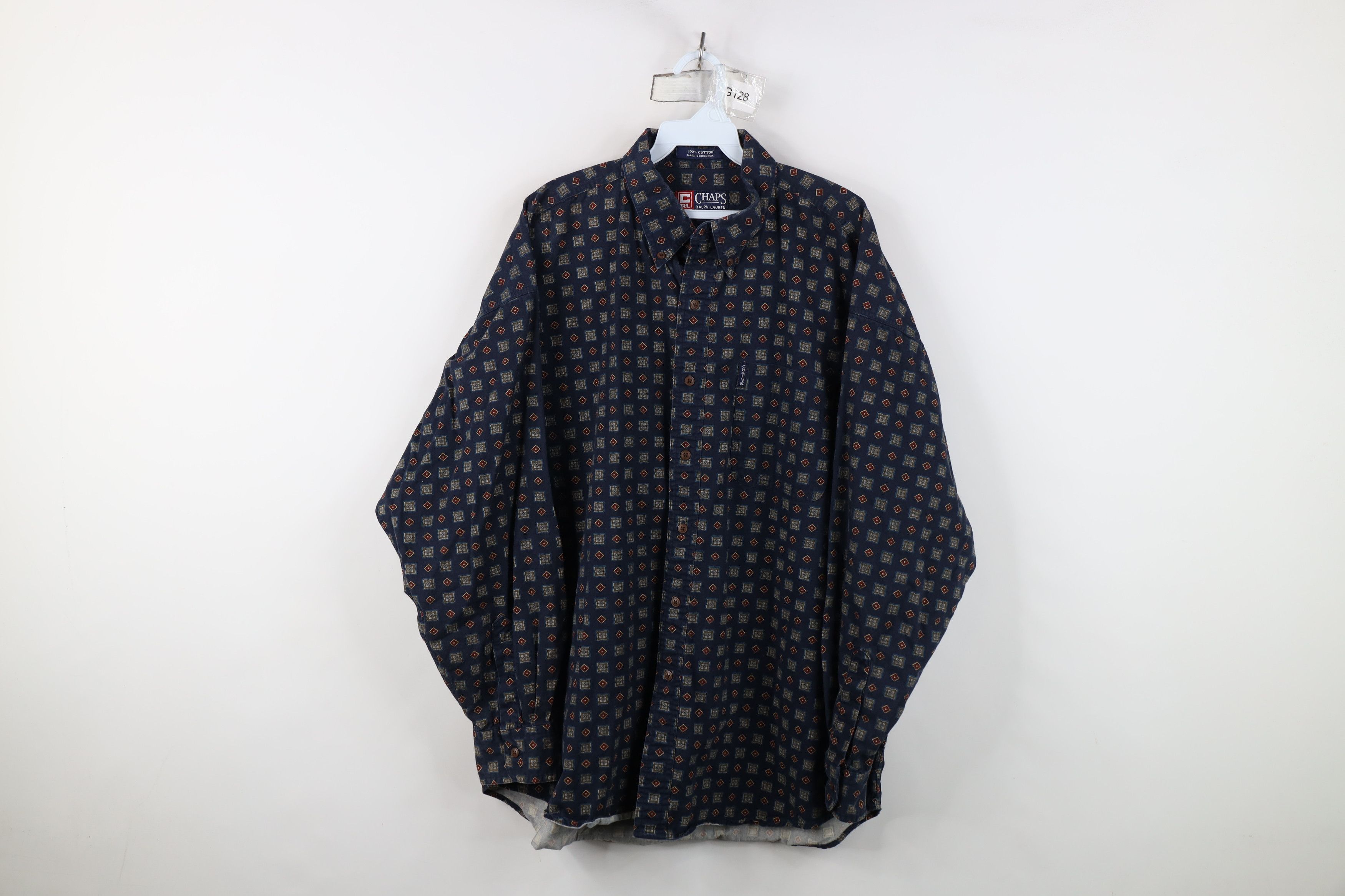 Ralph Lauren Vintage 90s Chaps Ralph Lauren Geometric Button Down Shirt Size US XL / EU 56 / 4 - 1 Thumbnail