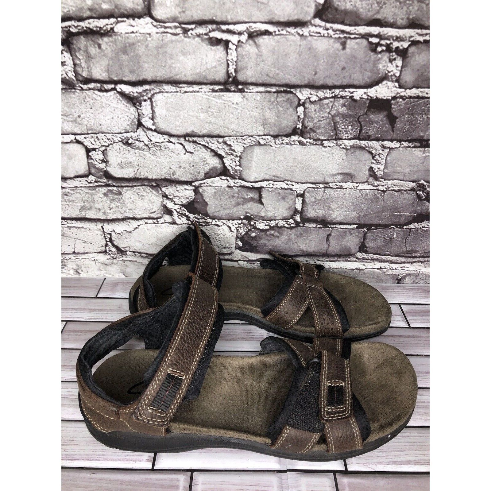 Clarks Clarks Brown Leather Synthetic Hiking Outdoor Strap Sandals Size US 11 / EU 44 - 16 Thumbnail