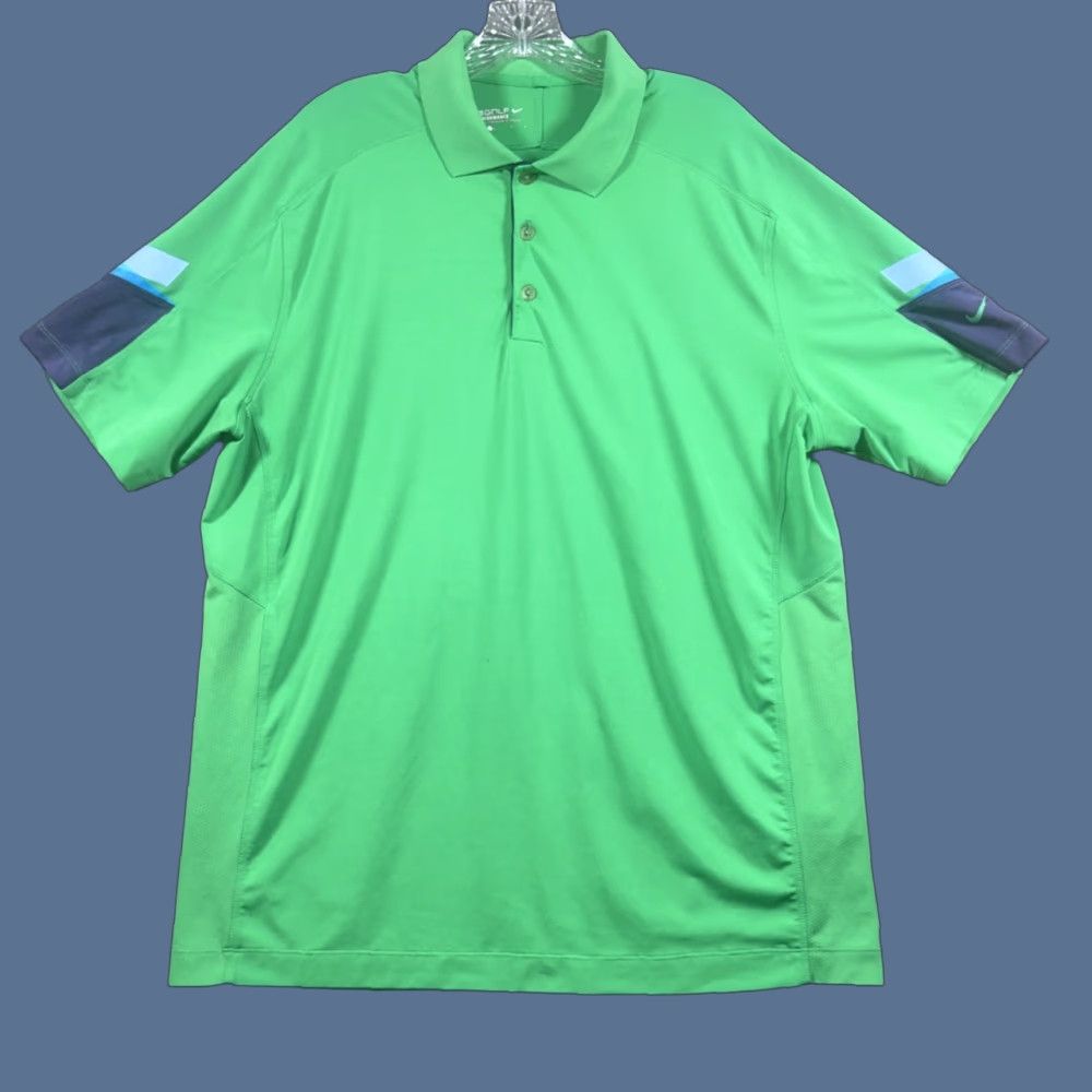 Nike Nike Golf Tour Performance Polo Shirt Mens Large Green Blue Dri-Fit Stretch Short Sleeve Breathable Quick Dry Moisture Wicking Vintage: No Size US L / EU 52-54 / 3 - 1 Thumbnail