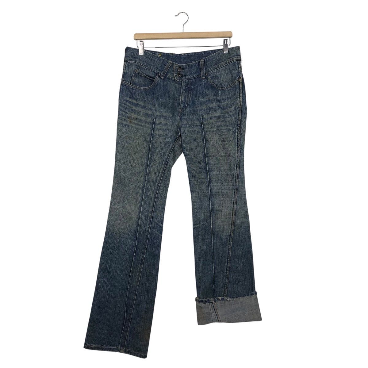 Japanese Brand Buffalo Jeans Y2K Moto Seam Denim — Early 2000s Archive Fade Size 33" - 15 Thumbnail