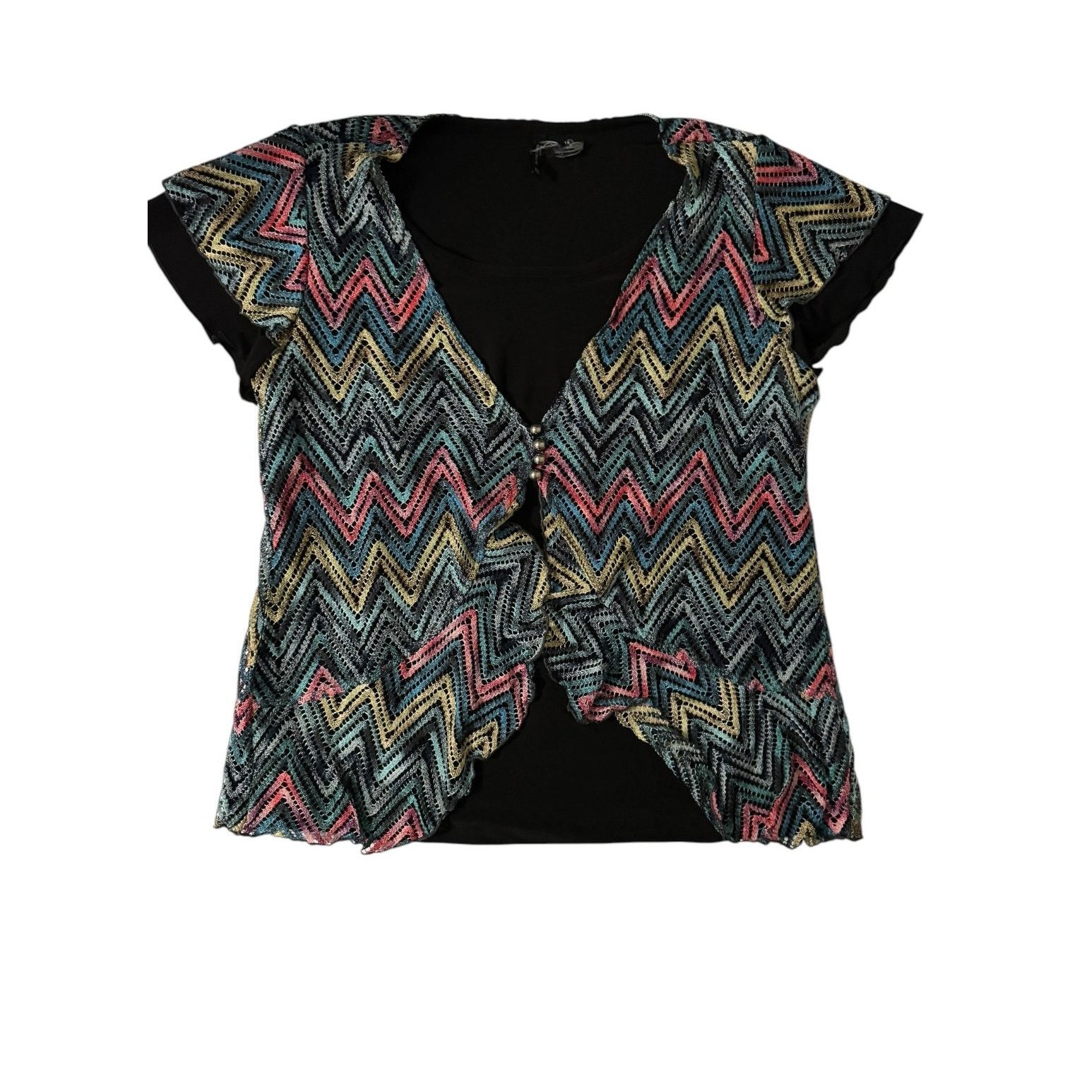 Other New Directions Woman Black Shirt w/ Embroidered Vest XL Size XL / US 12-14 / IT 48-50 - 1 Thumbnail