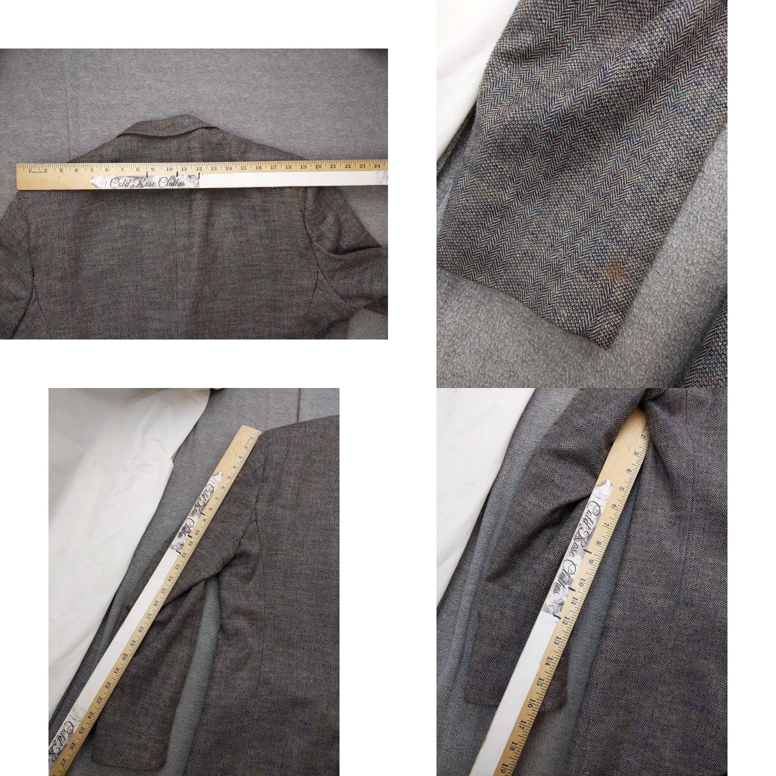 Stafford VINTAGE Stafford Sport Coat Mens 46L Gray Wool Herringbone Tweed Notch Lapel 2-Button Long Blazer 90s USA Mens Size 46R - 9 Thumbnail