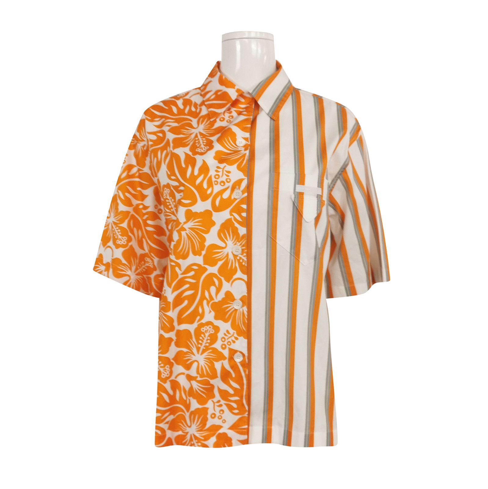 Prada Prada Color-Block Shirt with Floral Pattern - dmc Size M / US 6-8 / IT 42-44 - 1 Thumbnail
